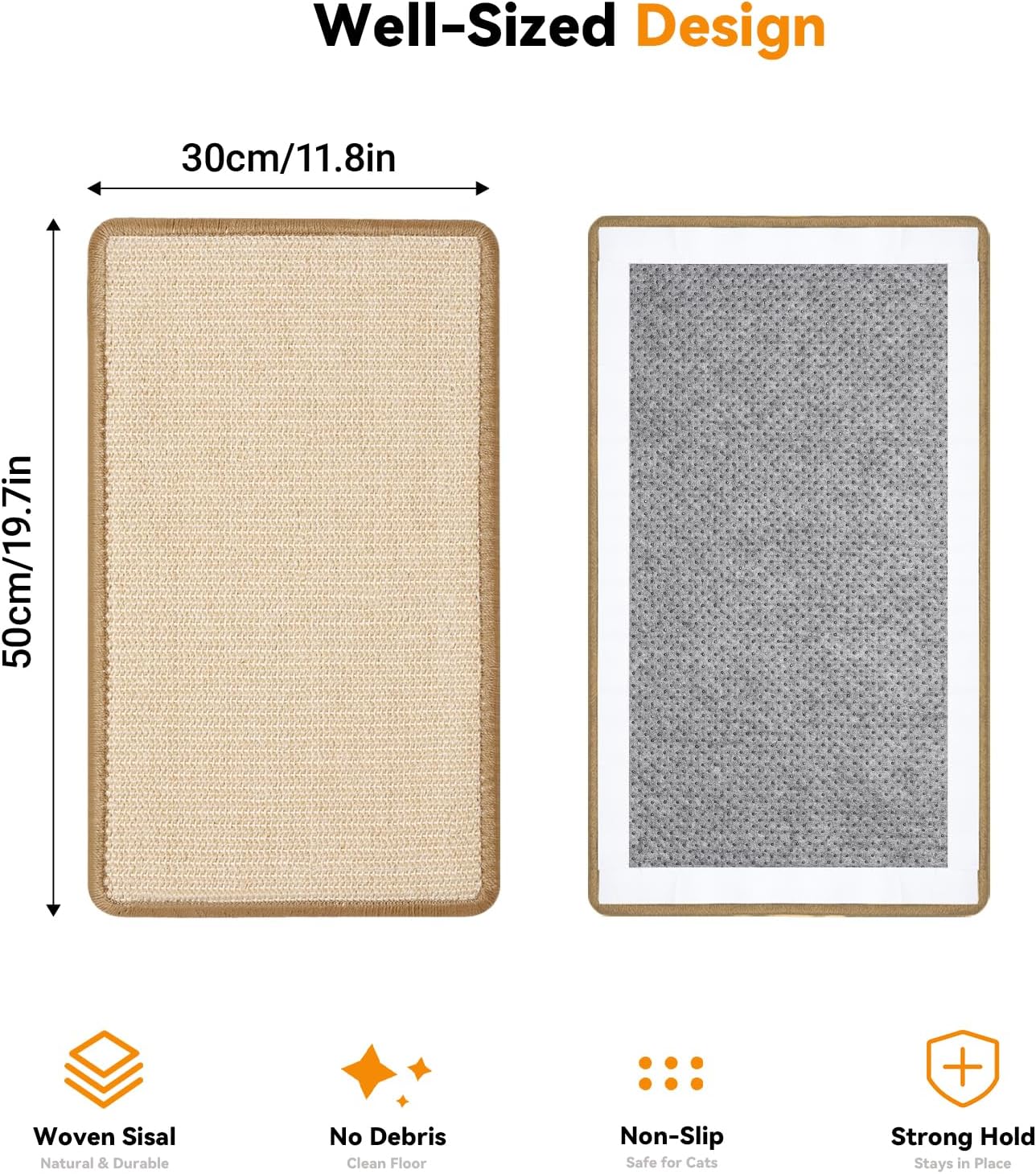 Detalle 2 de Gimars Sisal Cat Scratching Mat, 50 x 30 cm, Beige, Non-Slip