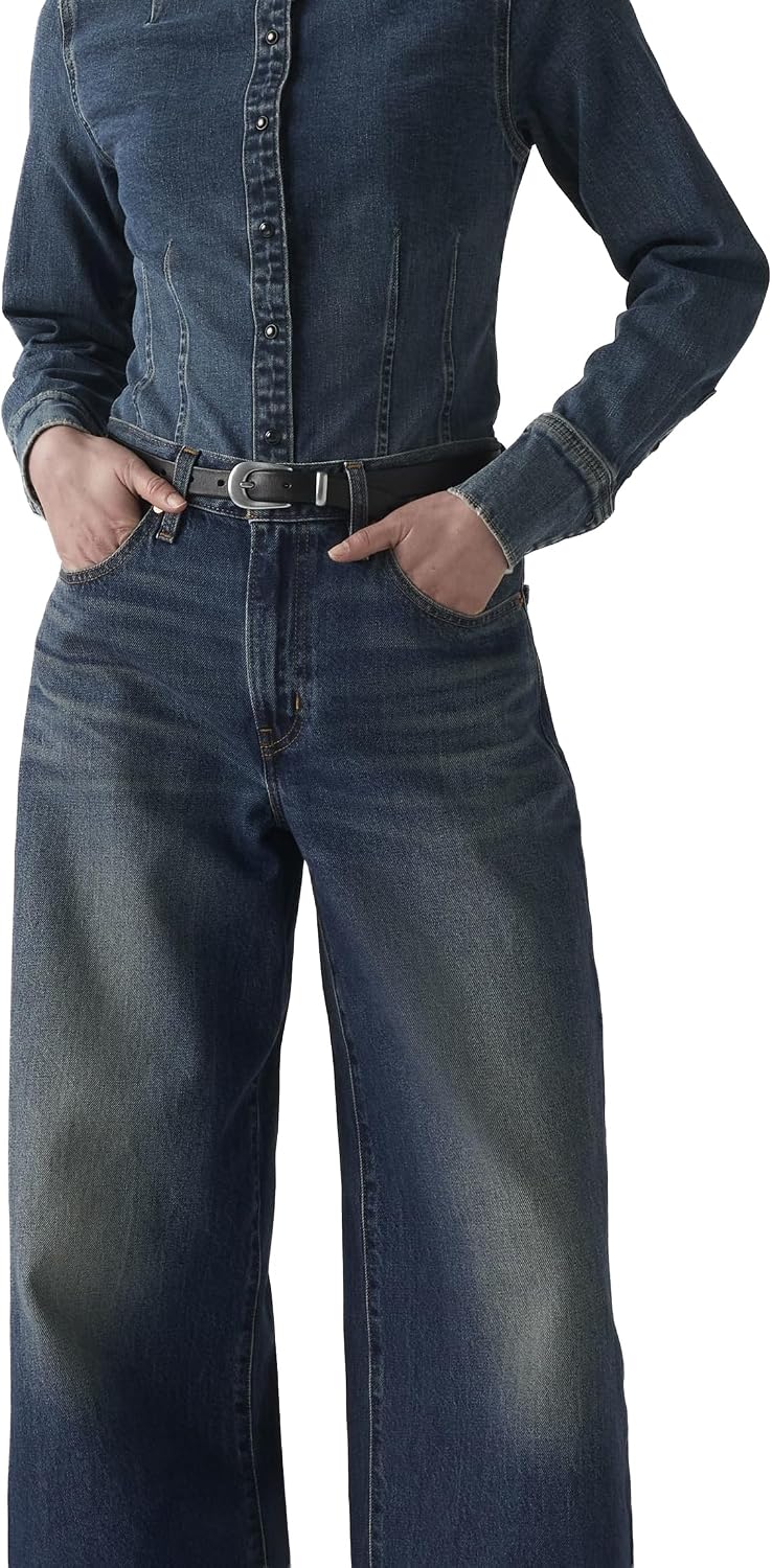 Levi's XL Straight-jeans för dam med vida, raka ben och knytbar midja