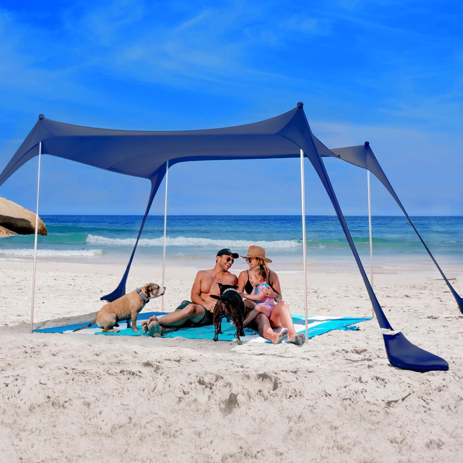Thumbnail 1 de SUN NINJA Beach Tent Sun Shelter UPF 50+ Easy Pop-Up Canopy