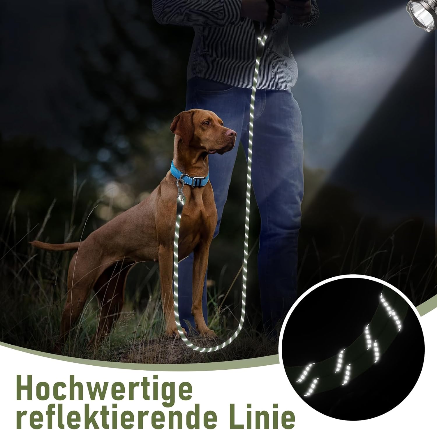 Thumbnail 5 de X XBEN Schleppleine für Hunde (8 mm, 15 m) mit gepolstertem Griff und abschließbarem Karabiner