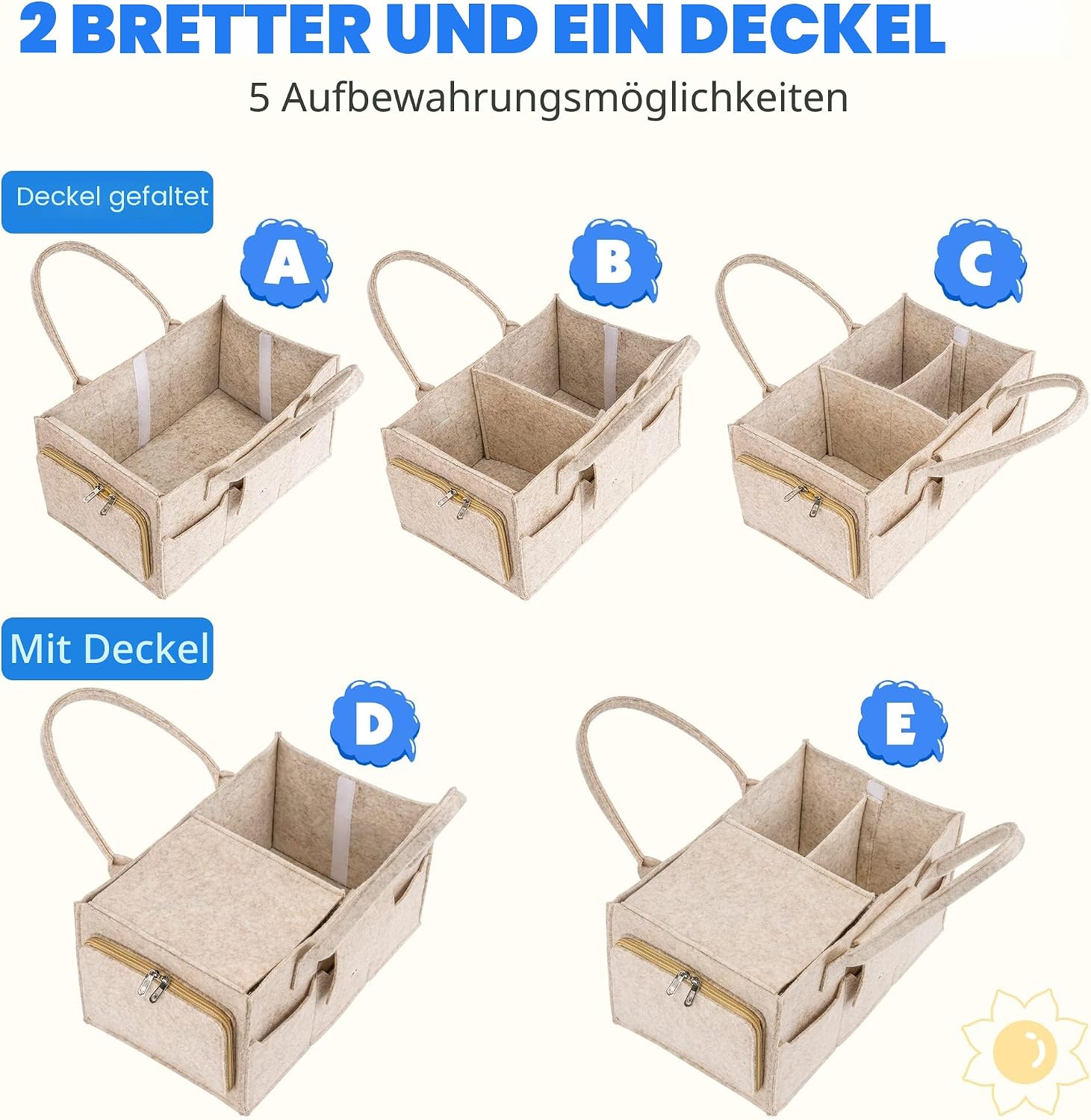 Thumbnail 2 de Maliton Baby-Windel-Organizer Khaki – multifunktionaler Windelhalter und Aufbewahrungskorb