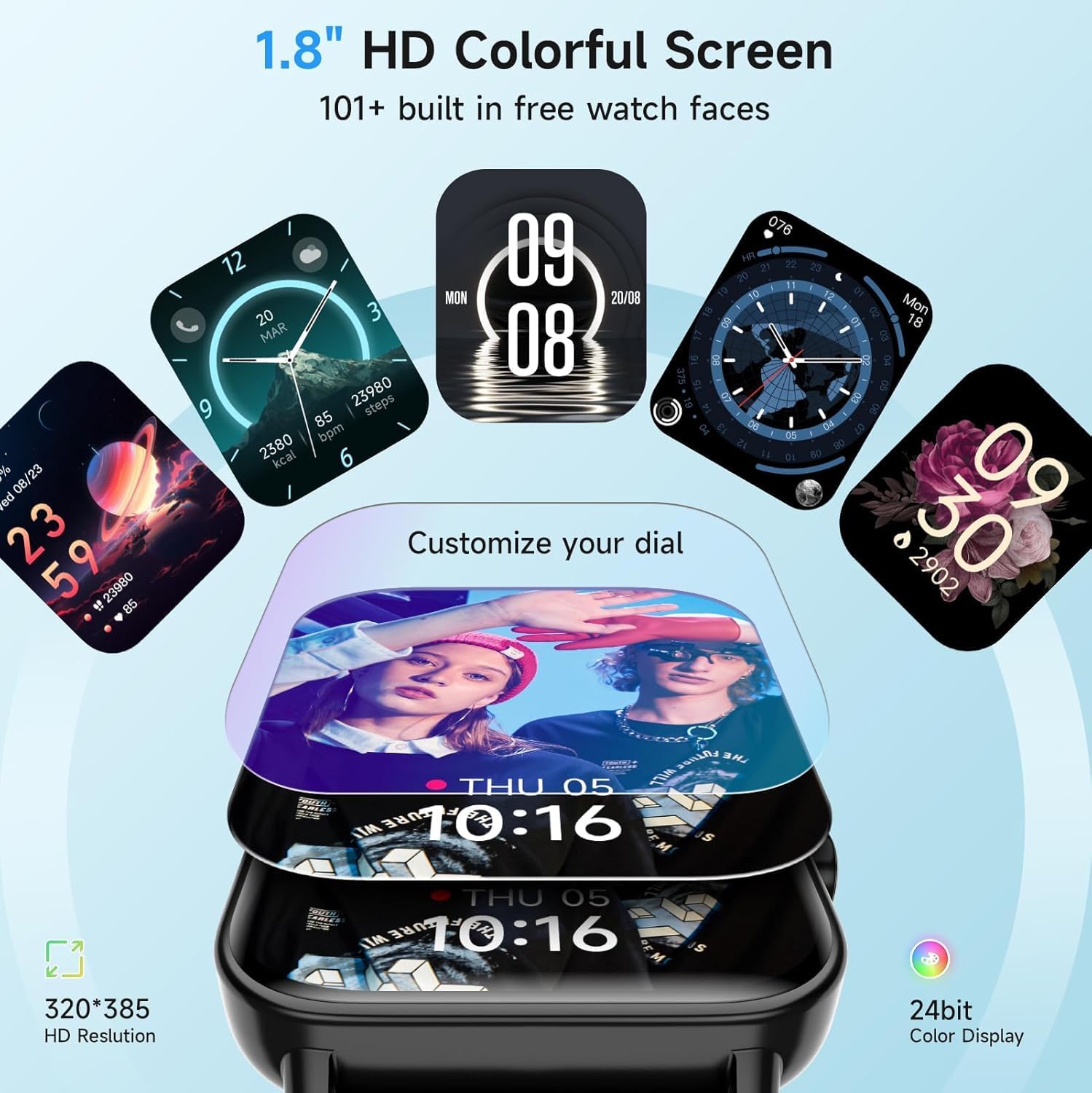 Detalle 2 de Gydom Smart Watch for Men and Women with 1.8" HD Display and Alexa Built-in