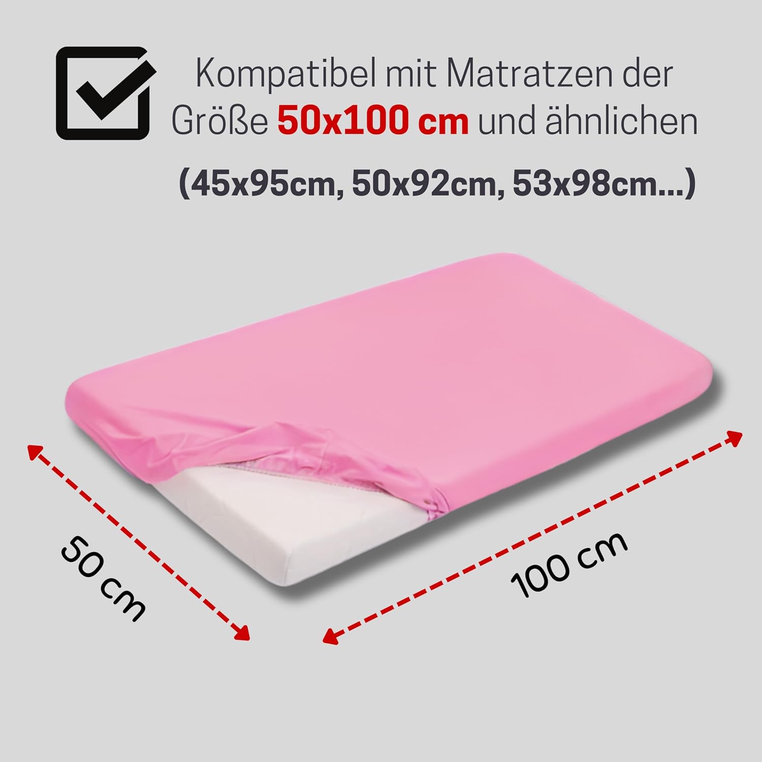 Thumbnail 3 de Bisoo Spannbettlaken 50x95 / 50x100 (wasserdicht & atmungsaktiv) – Jersey Bettlaken für Babybett, Rosa