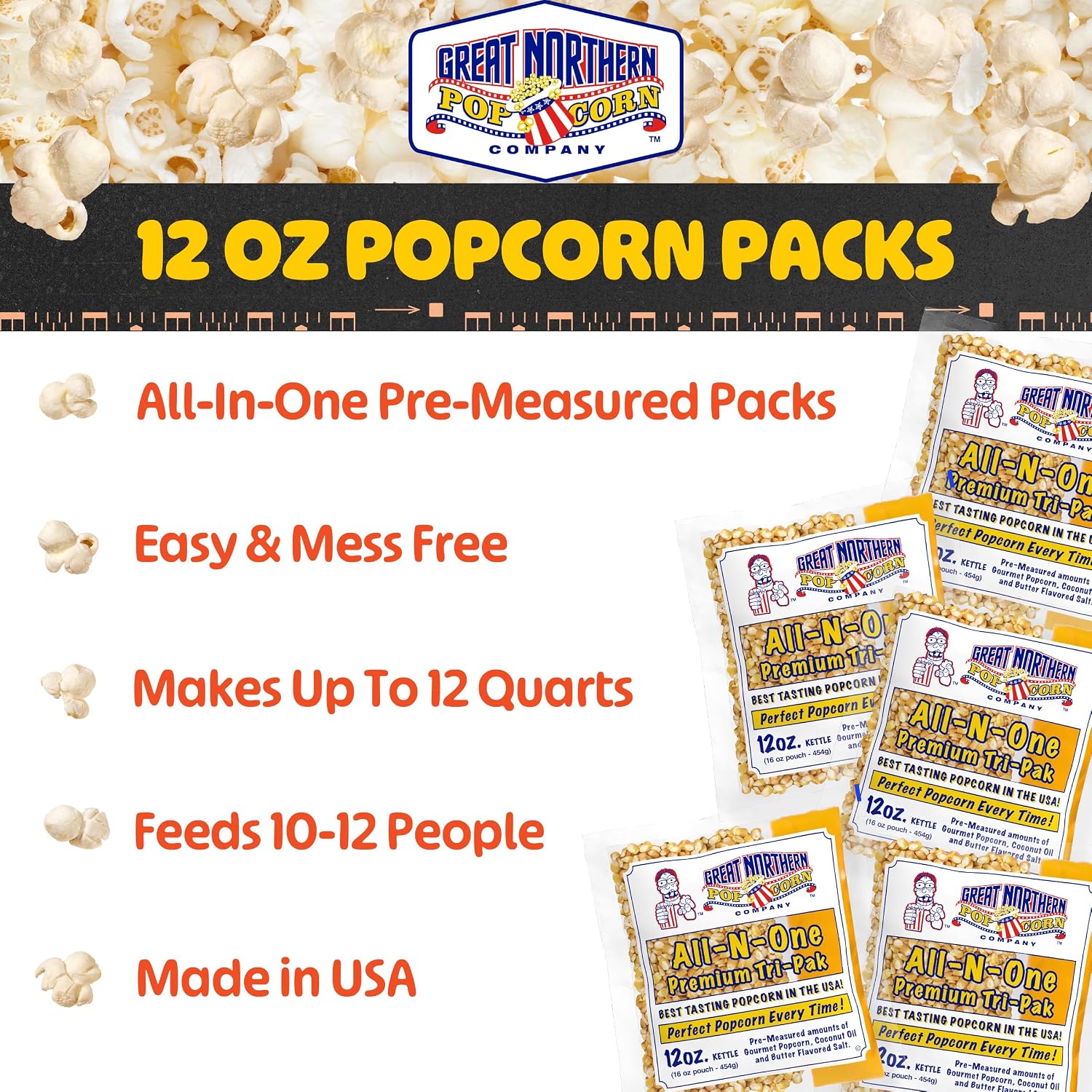 Thumbnail 2 de Great Northern Popcorn 83-DT6225-IMP Popcorn Packets, 4-Pack for 12-oz Kettles