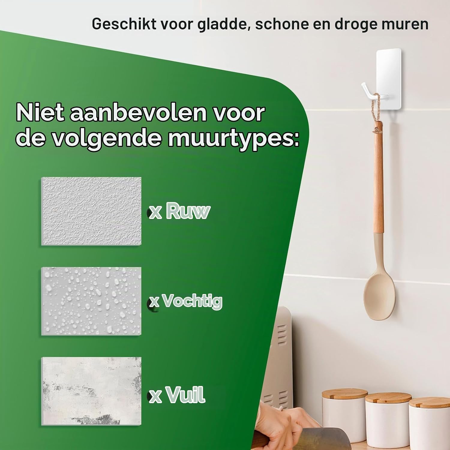 Detalle 1 de Vehepeay zelfklevende wandhaken van 304 roestvrij staal, set van 10