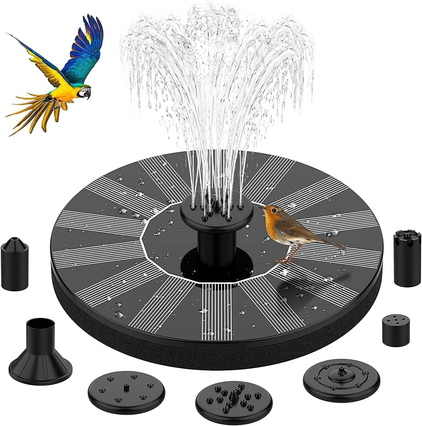Detalle de Solar Springbrunnen für außen mit 6 Effekten und Solarwasserpumpe – für Garten, Teich & Vogelbad