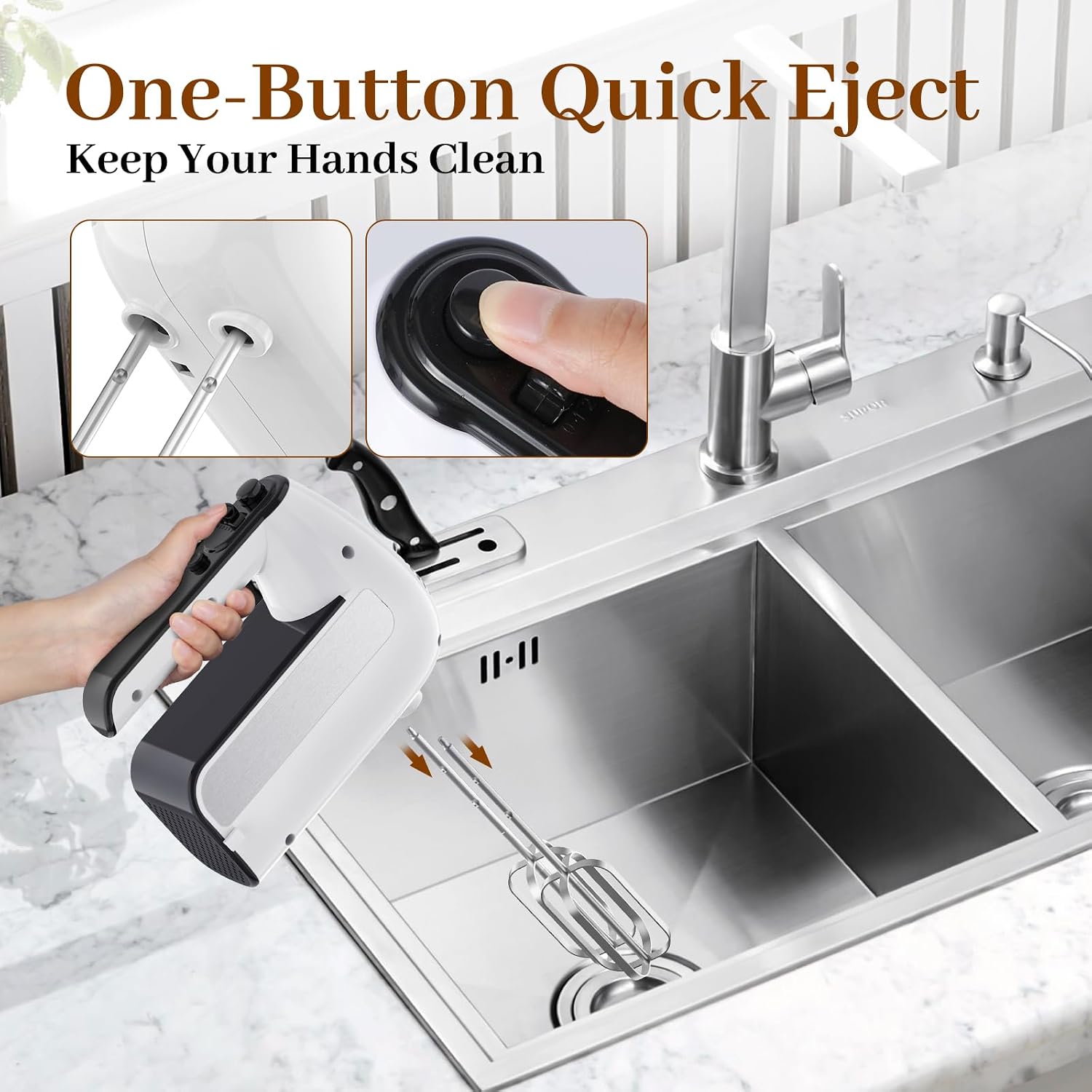 Thumbnail 4 de 800W 5-Speed Electric Hand Mixer with 5 Attachments 🎂