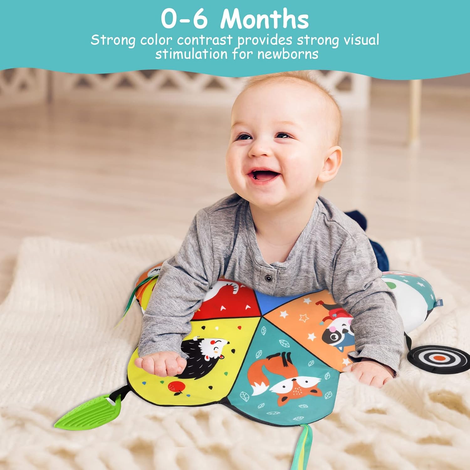 Thumbnail 6 de Aolso 3 in 1 Tummy Time Pillow: cuscino per allattamento con giocattoli, massaggiagengive e specchio per neonati