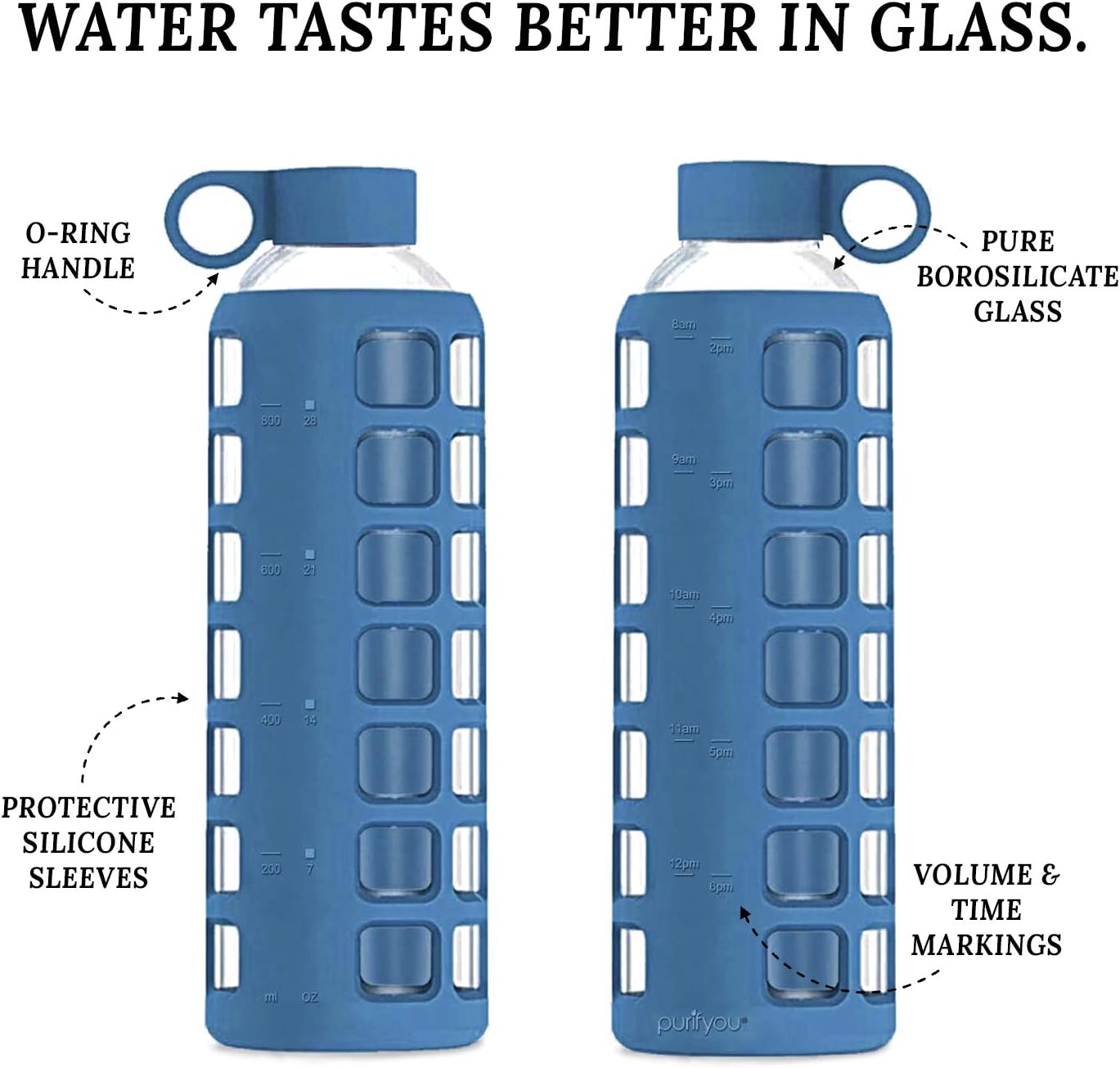 Detalle de purifyou Glass Water Bottle 32 oz
