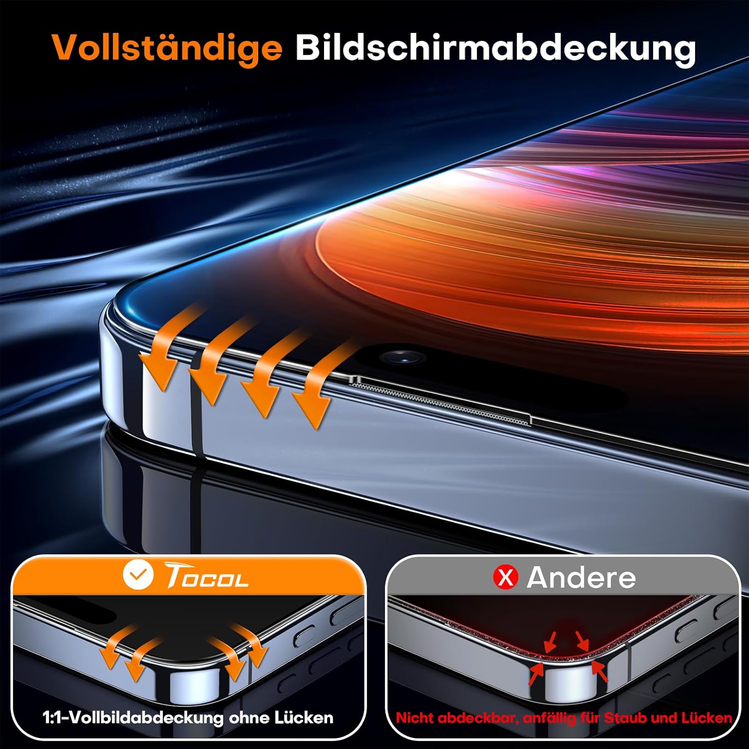 Thumbnail 4 de TOCOL Panzerfolie für iPhone 15 Pro Max Sichtschutz