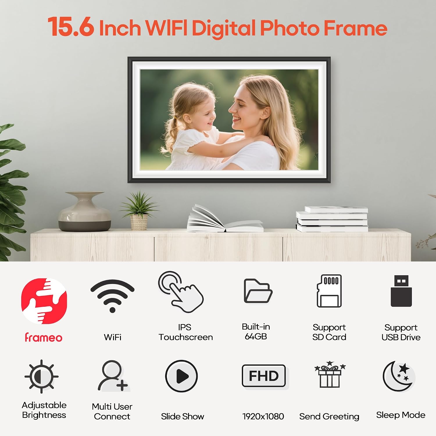 Thumbnail 6 de BIGASUO Frameo 15.6 inch digital photo frame