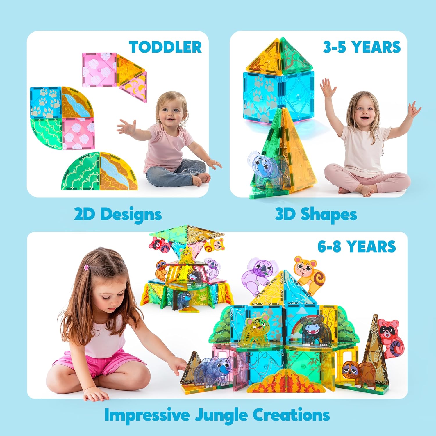 Thumbnail 3 de SYNCFUN Magnetic Building Tiles Jungle Animal Set – 50 Pieces for Kids Aged 3–8