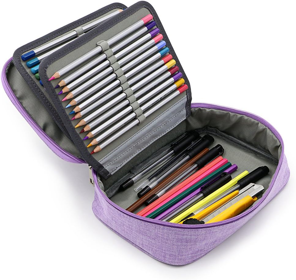 Thumbnail 6 de IGNPION Large Pen Pencil Case Stationery Pouch Bag – Purple