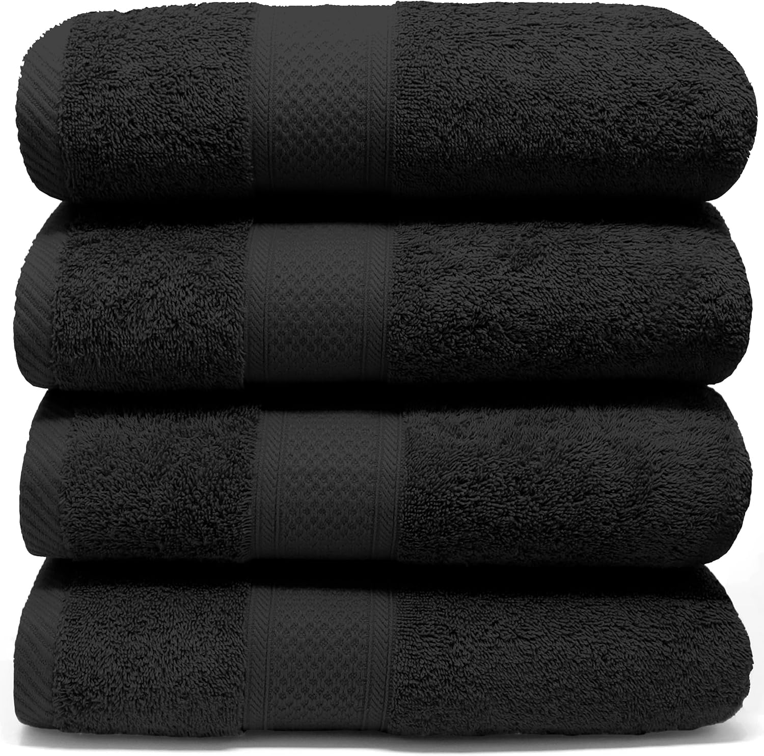 Detalle de LEBENGOOD Serviette de bain badhanddoekenset, 4 zwarte katoenen badlakens
