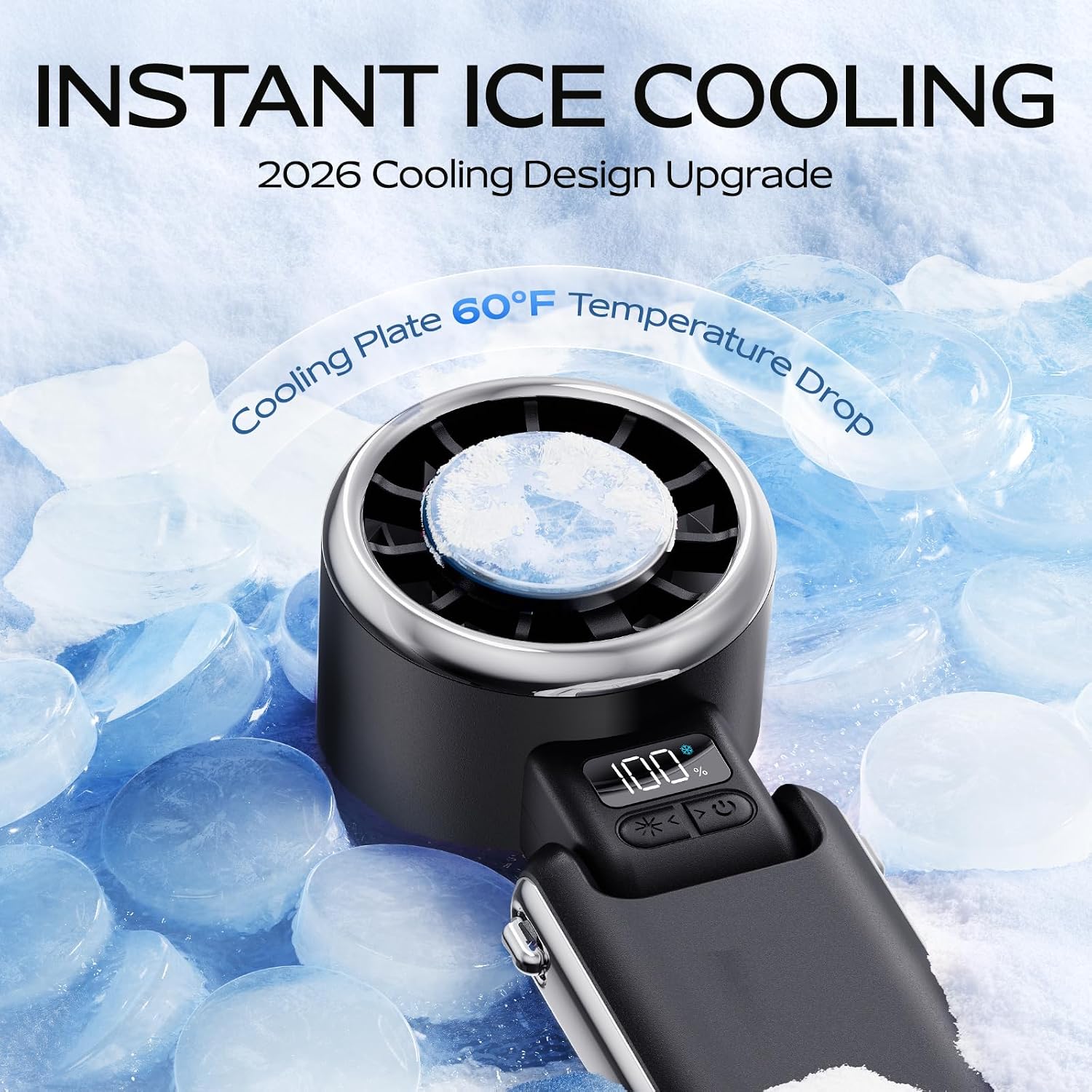 Thumbnail 3 de SHEWIND S58 Handheld Fan with Cooling Plate, 5 Speeds and Rechargeable Power