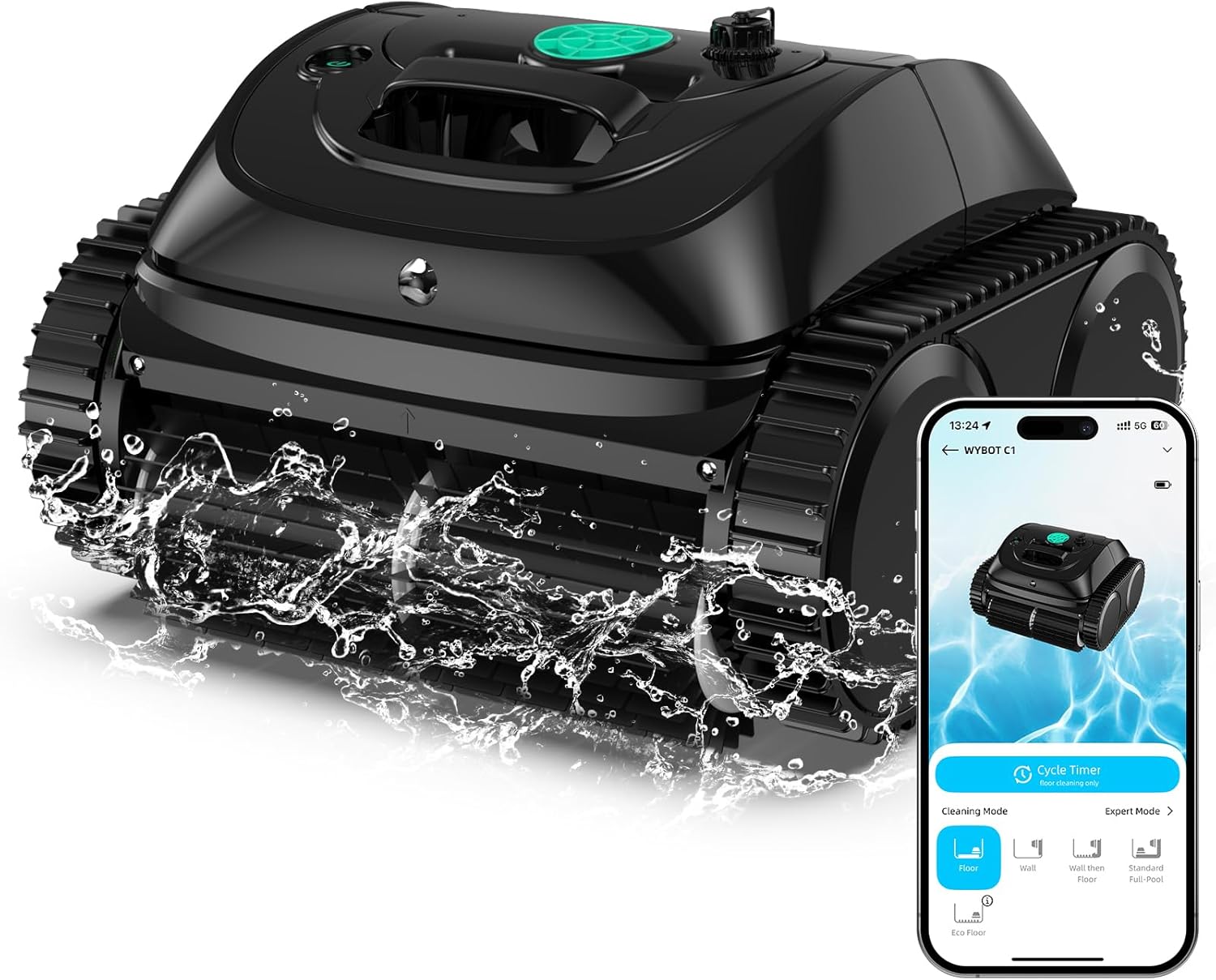 Detalle de WYBOT C1 Robot Pulitore per Piscine con pianificazione intelligente del percorso e pulizia fondo/pareti/linea d’acqua