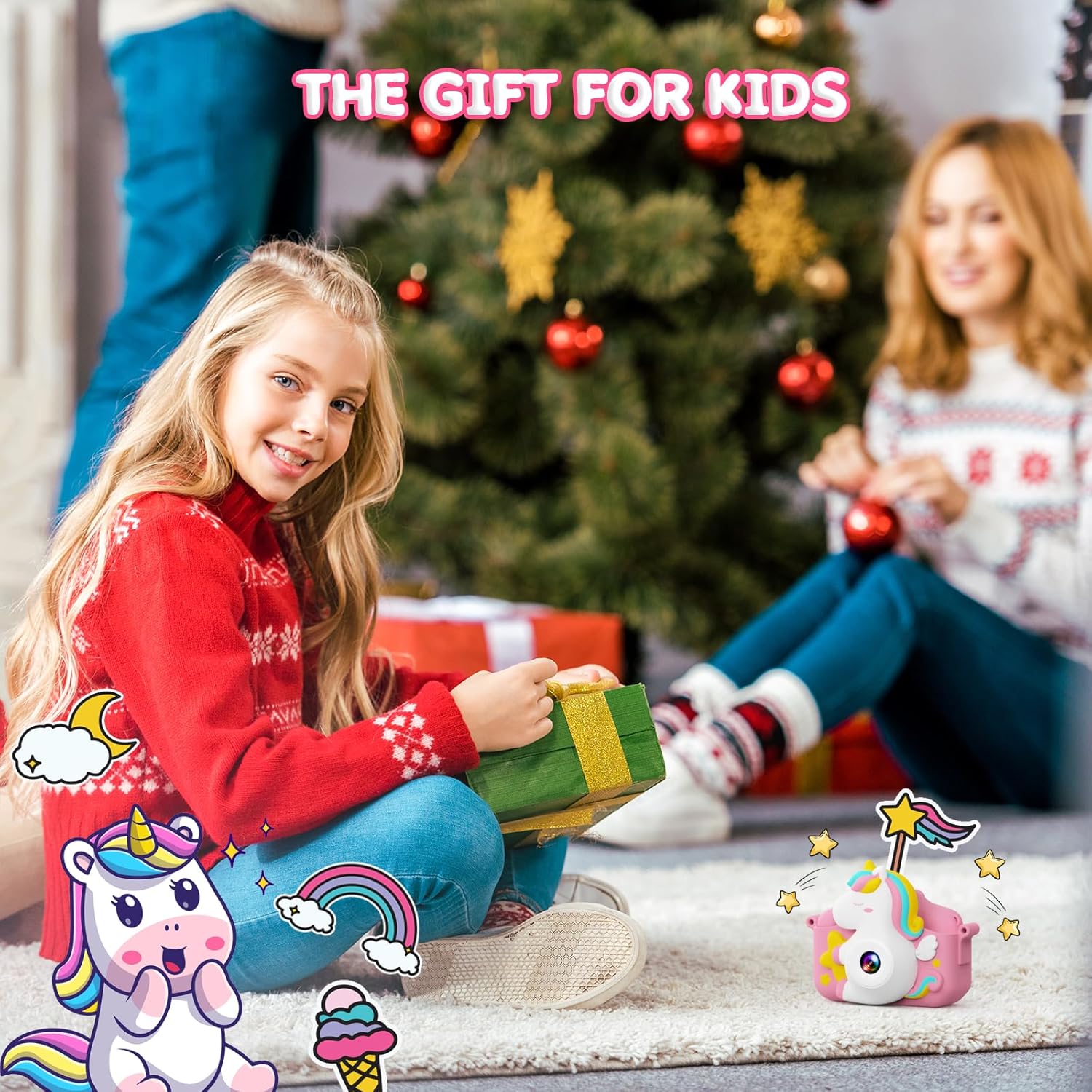 Thumbnail 5 de CAMCLID Macchina fotografica per bambini con custodia in silicone, schermo IPS da 2" e video 1080P (rosa, 3-12 anni)