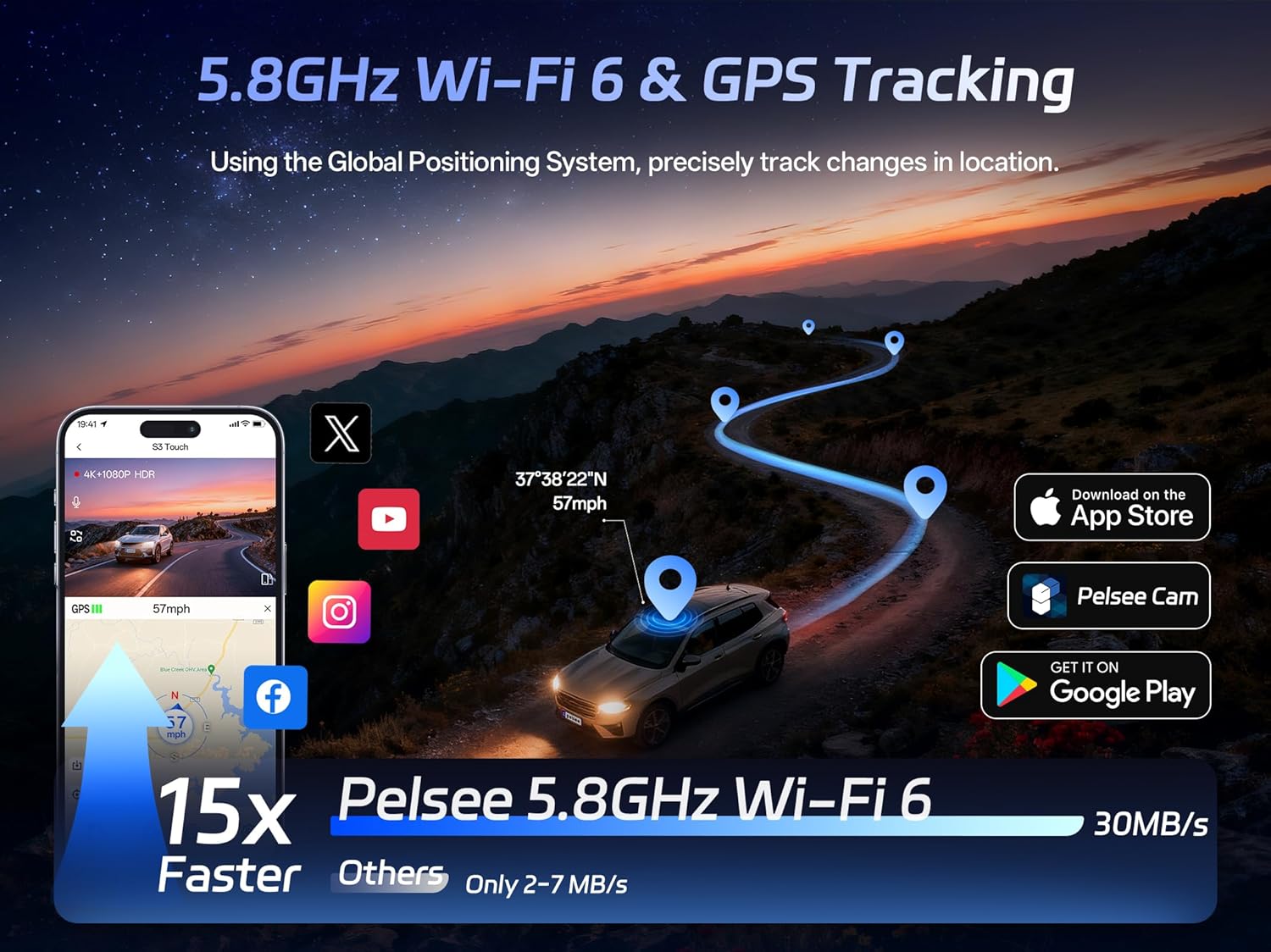 Thumbnail 6 de Pelsee S3 Touch 4K Dash Cam Front and Rear with STARVIS 2, Night Vision, WiFi 6, ADAS, 128GB Included