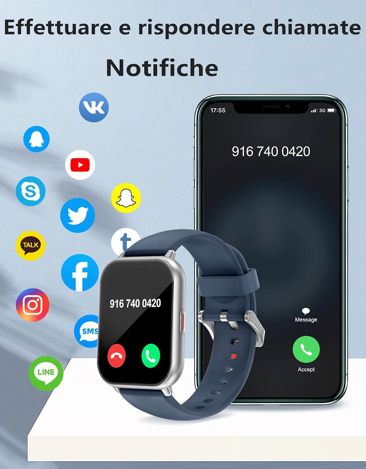 Detalle de RUIMEN Smartwatch Bluetooth 1,85”