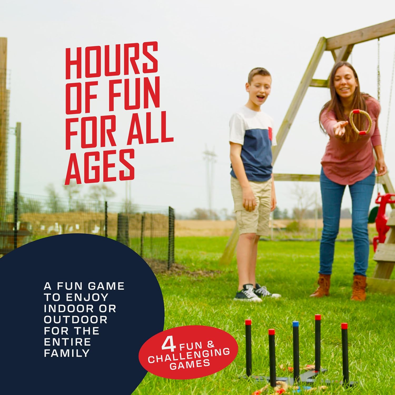 Thumbnail 4 de FLINGSPORT Ring Toss Game with 6 Rings and Case — Outdoor Family Fun