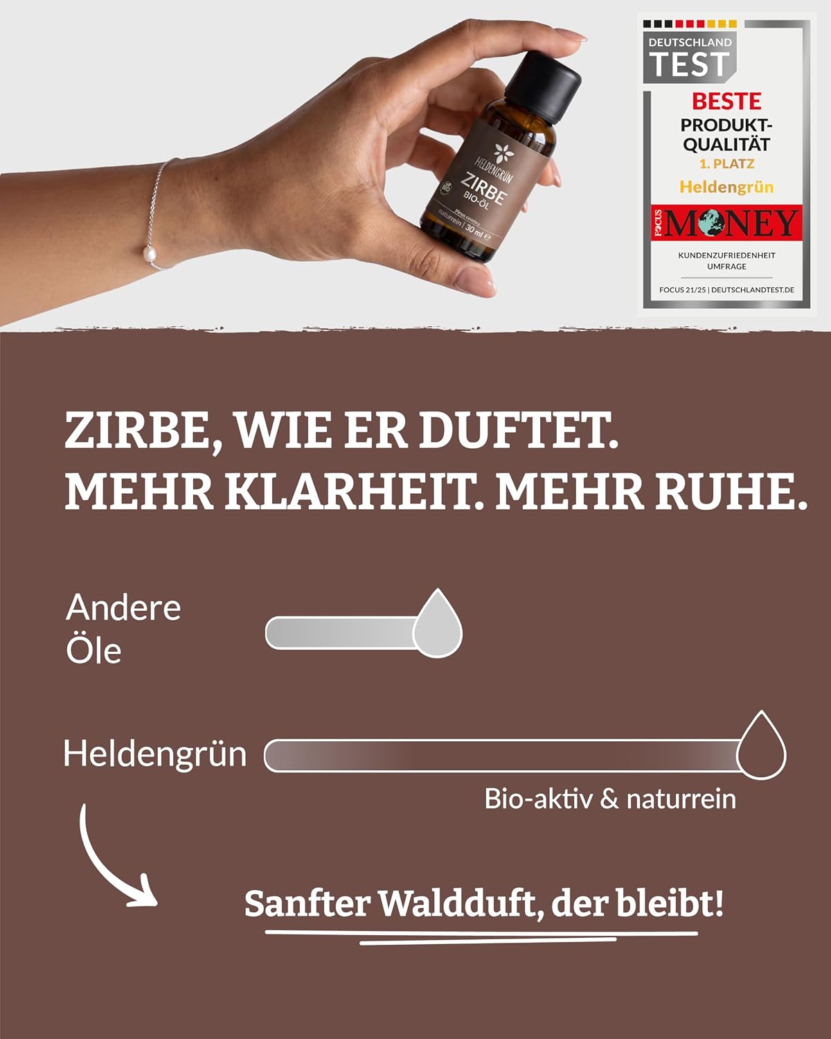 Detalle 2 de Heldengrün BIO Zirbenöl 100% naturrein
