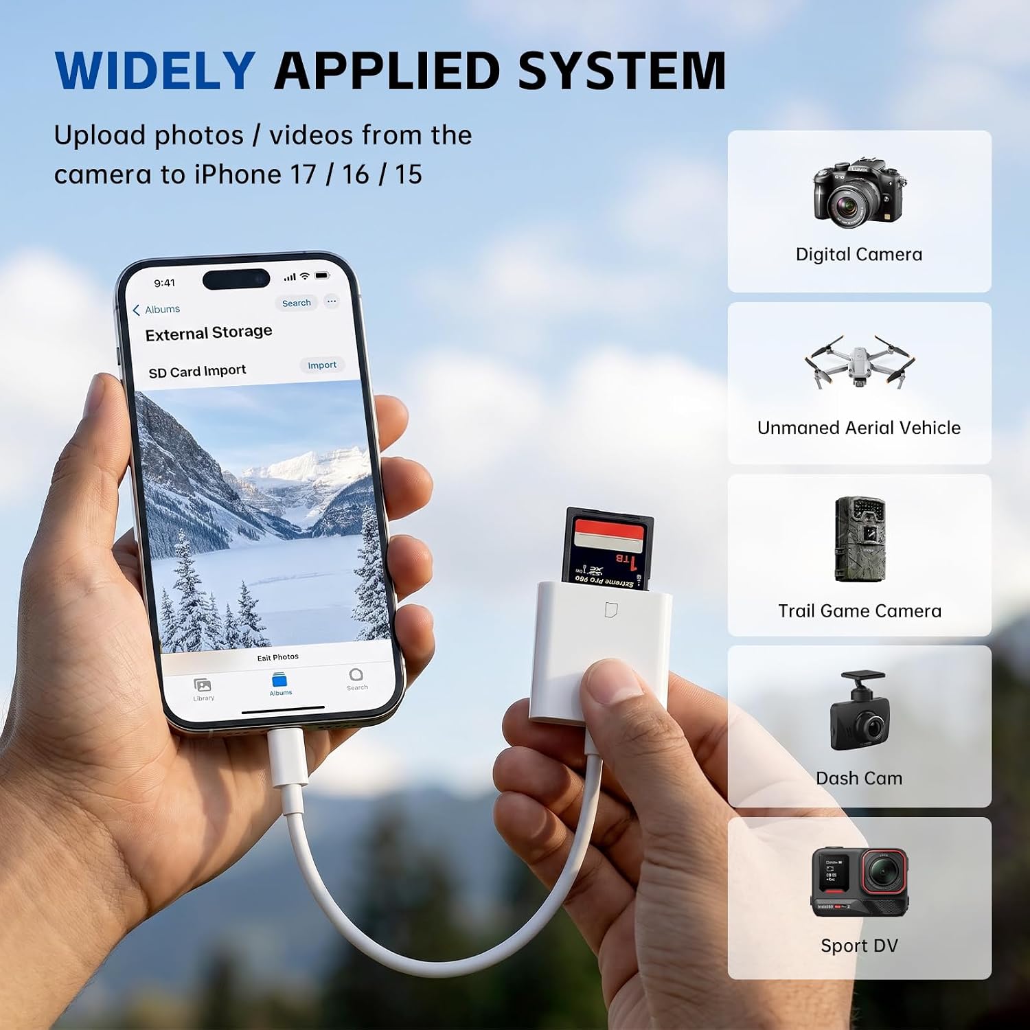 Detalle de iPhone USB-C SD Card Reader: USB C Adapter for iPhone, iPad, MacBook, Galaxy & Android