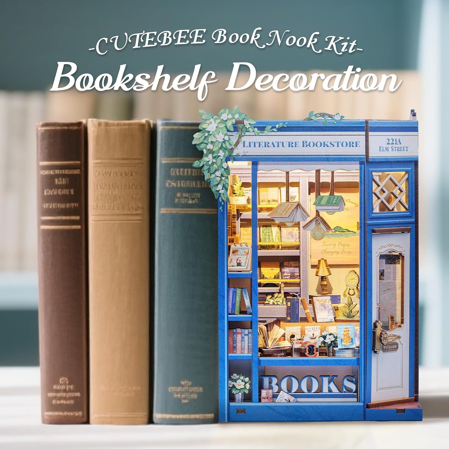 Detalle 2 de CUTEBEE DIY Book Nook mit LED, Set ab 14