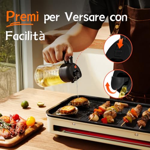 Detalle de TrendPlain Spruzzino Olio per Friggitrice ad aria 470ml – Oliera spray 2 in 1 in vetro, senza BPA