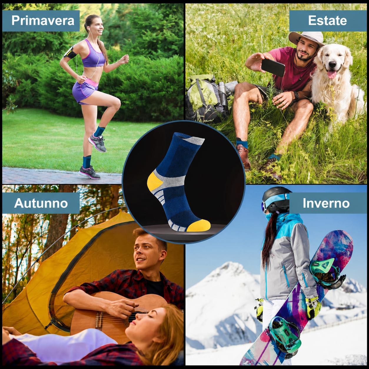 Detalle de Niofind Calzini Uomo 6 Paia – Calze sportive traspiranti, ammortizzate e anti--vescica