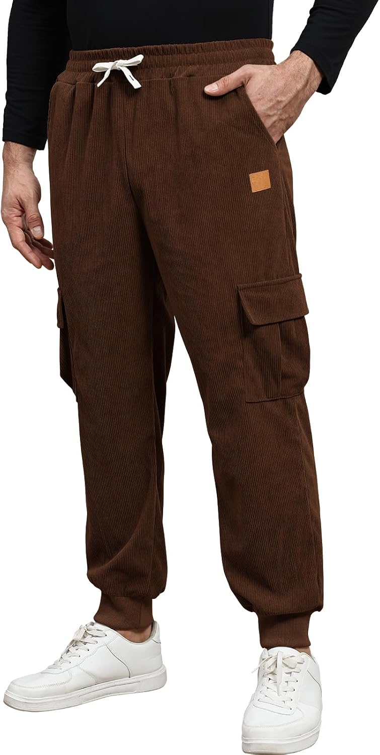 Detalle de Suwangi Homme Pantalon Jogging en Velours Côtelé Sport Cargo Survêtement