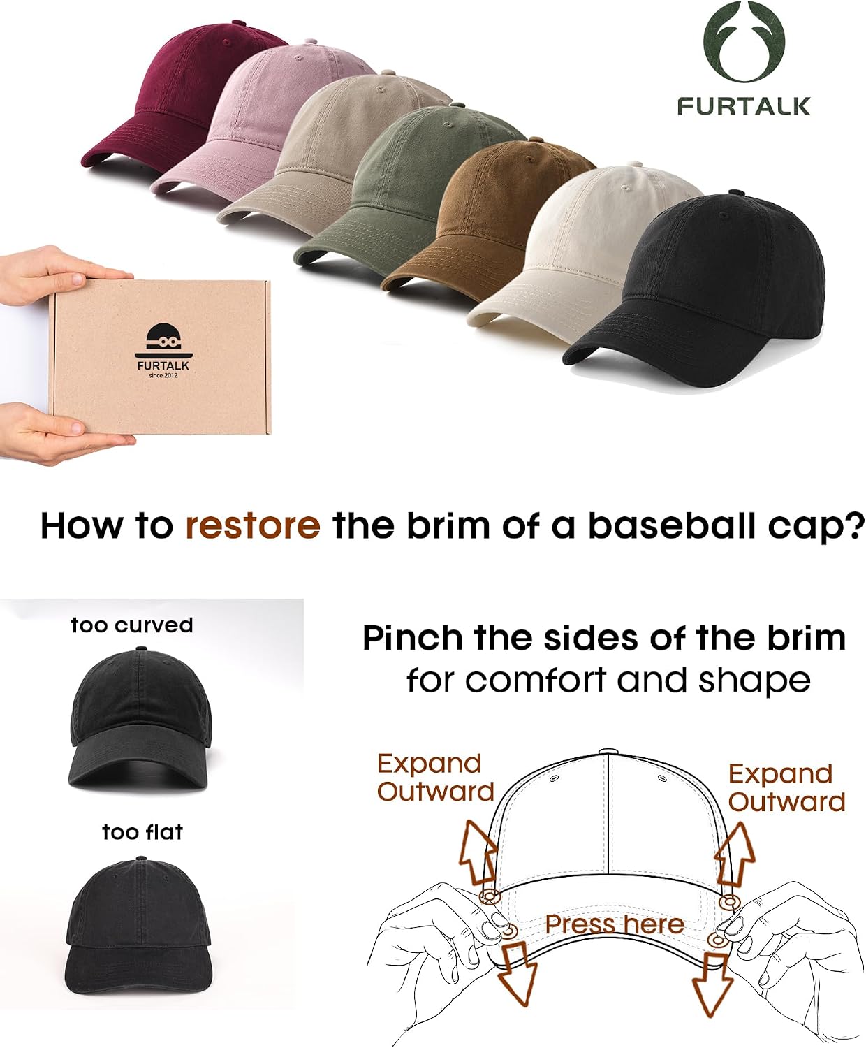 Thumbnail 6 de FURTALK Unisex Baseball Cap 100% Cotton