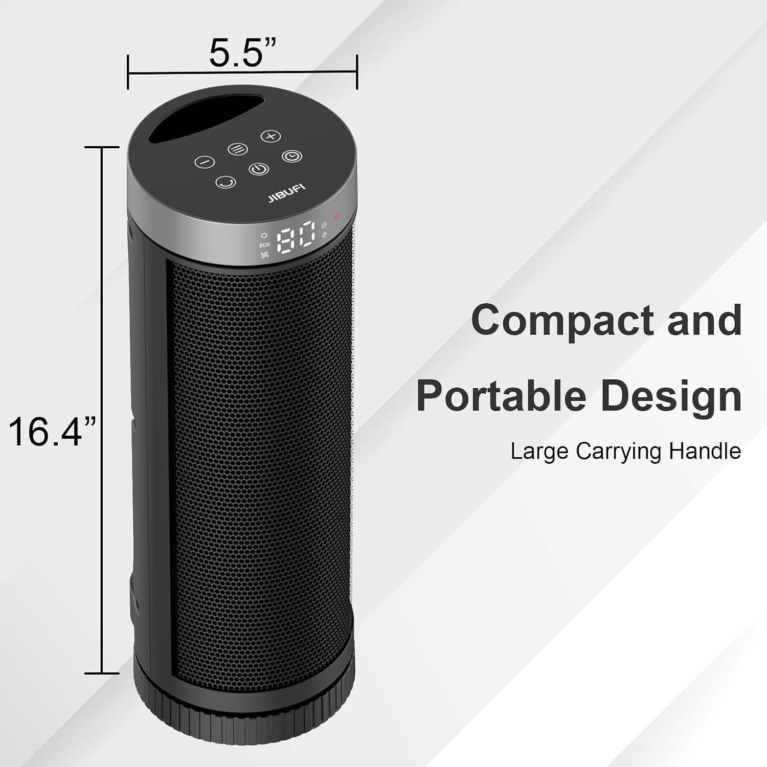 Thumbnail 6 de JIBUFI PTC-SL1702 17-Inch Space Heater, 1,500W, 70° Oscillation, Remote