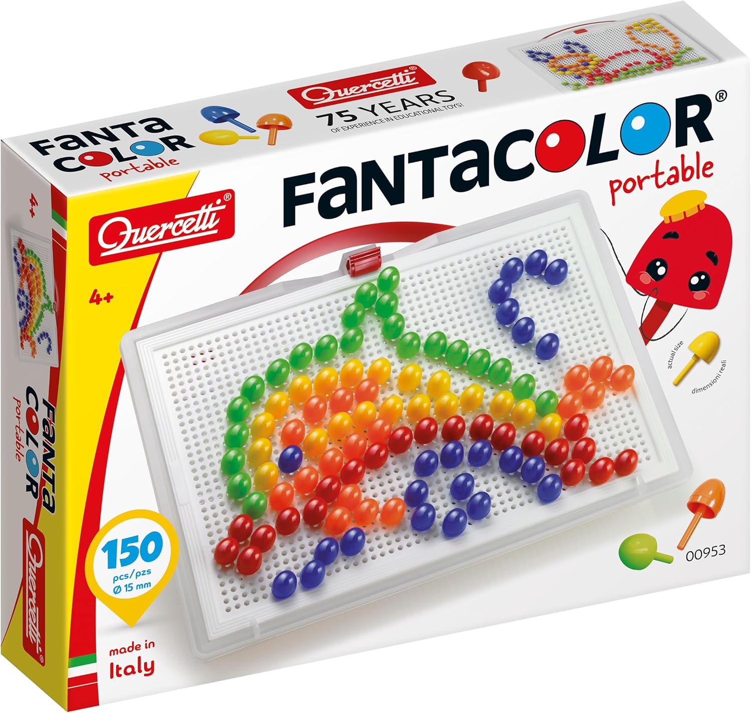 Detalle de Quercetti Fantacolor Portable – Gioco di Mosaic con Chiodini Colorati 10, 15, 20 mm