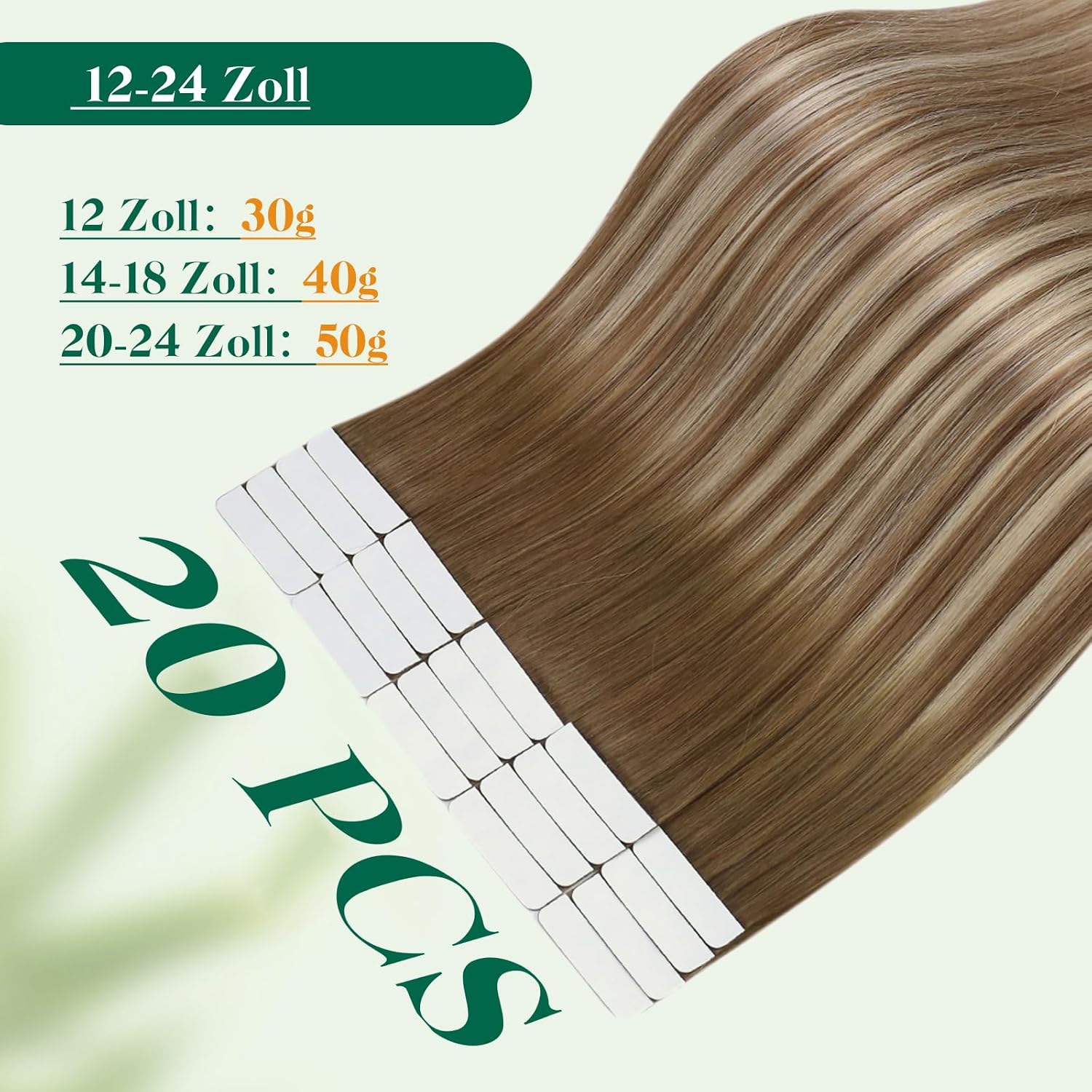 Thumbnail 2 de Easyouth Haarverlängerung aus Remy-Echthaar (Balayage Hellbraun mit Blond), 35 cm, 40 g, 20 Stück