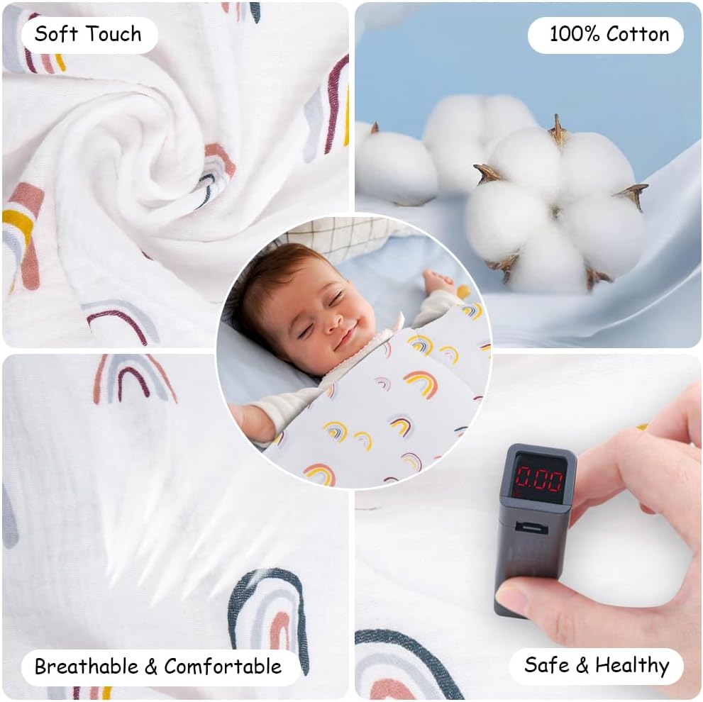 Thumbnail 4 de Aolso Nursing Cover: Muslin Cotton Breastfeeding Shield (White-Rainbow) planning a Practical, Breathable Privacy Solution
