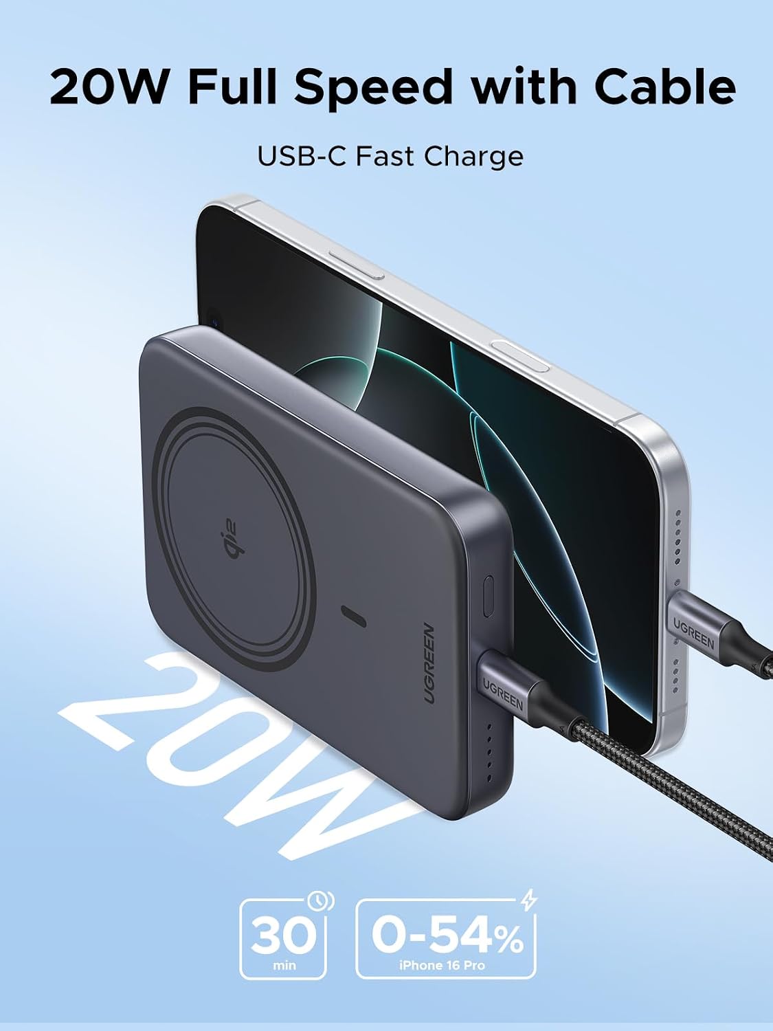 Detalle 1 de UGREEN Nexode Wireless Power Bank 10000mAh