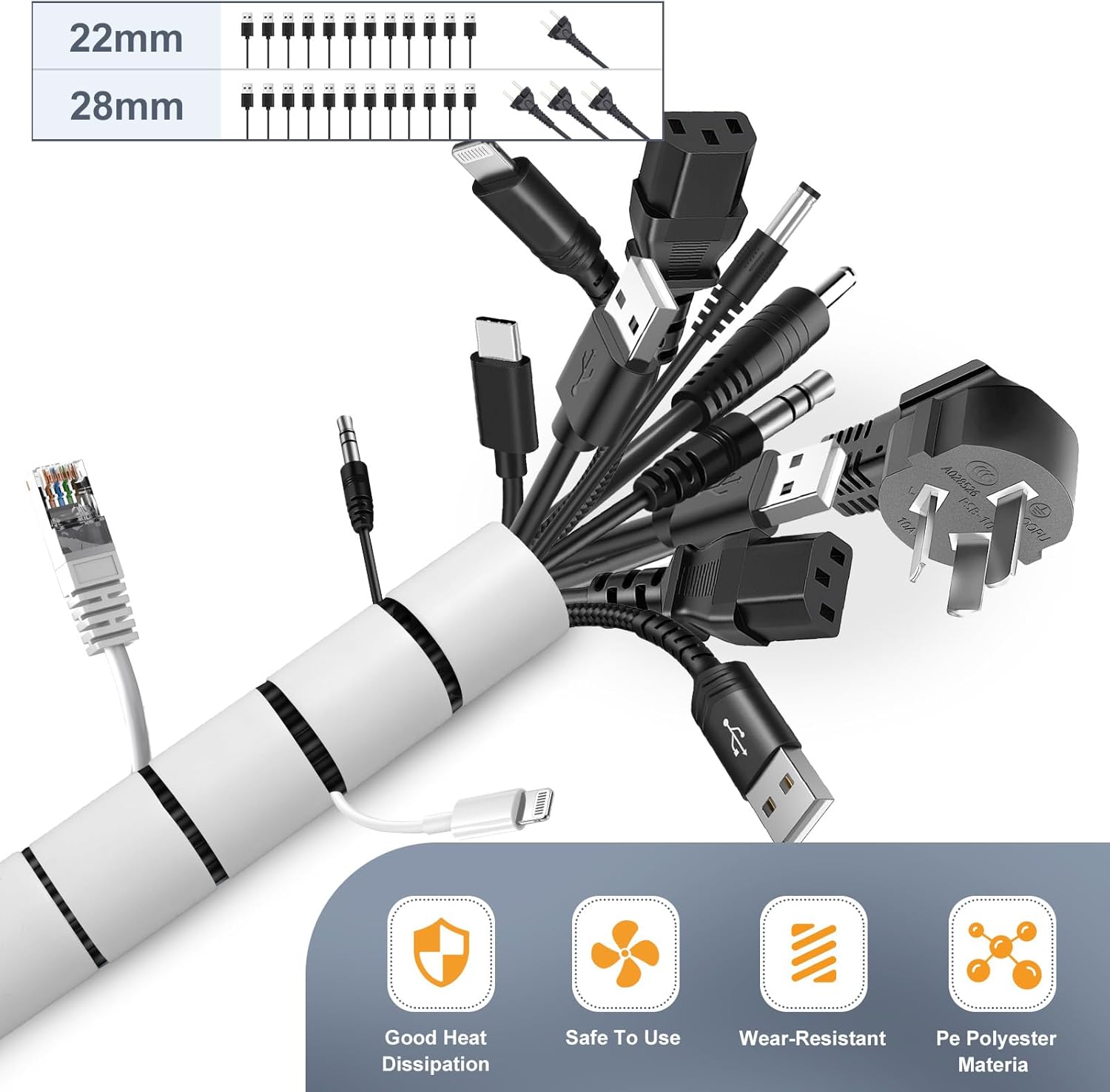 Thumbnail 4 de Romon Cubre Cables Espiral 22–28 mm
