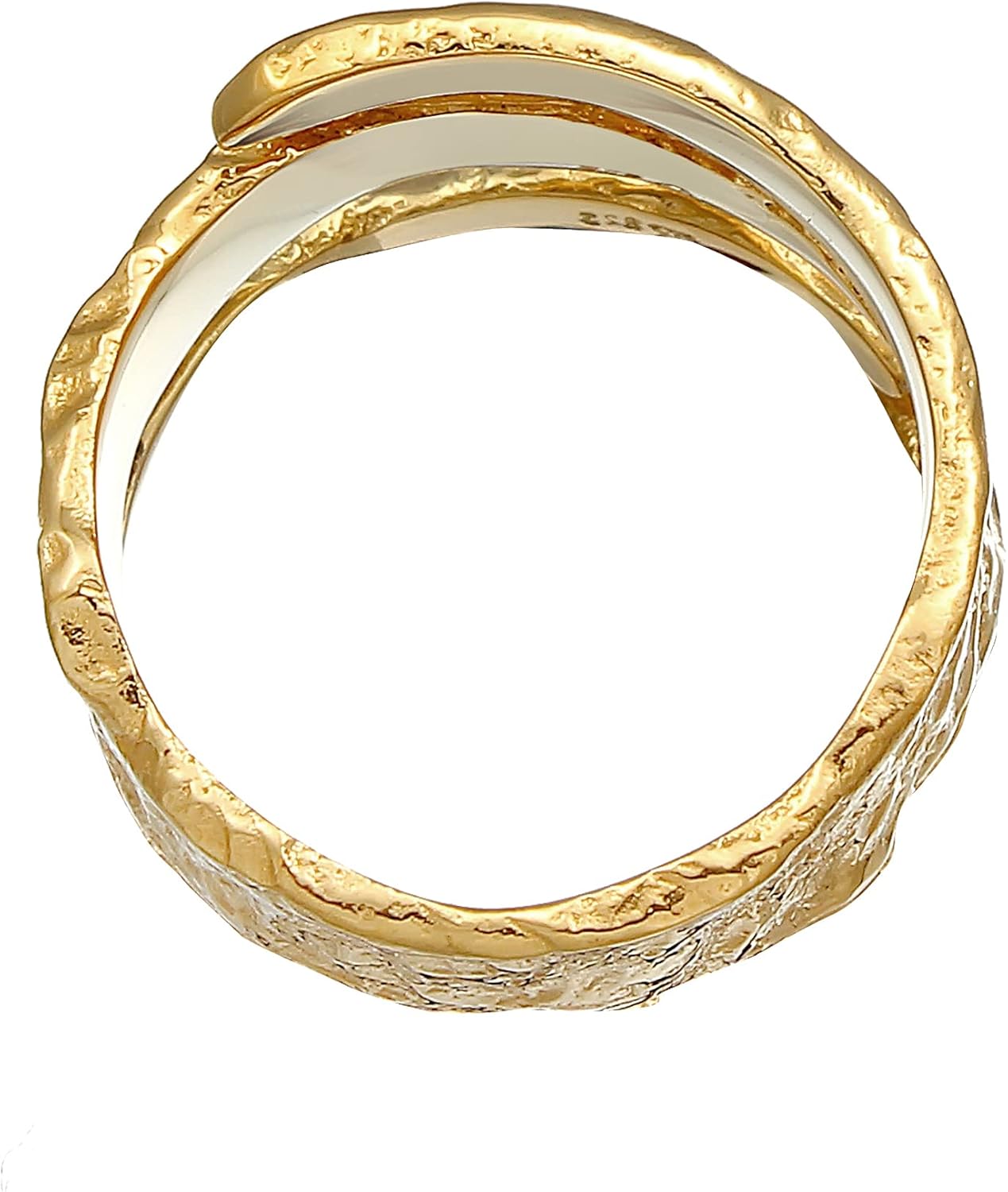 Thumbnail 3 de Kuzzoi Herrenring im Used-Design, massiv 925 Sterling Silber vergoldet, 12 mm breit – Ringgröße 60–66