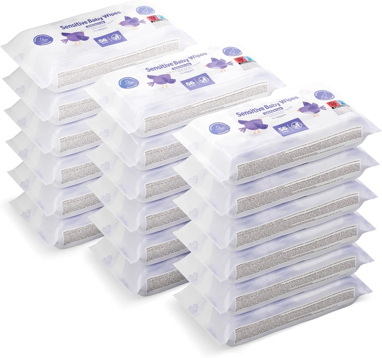 Detalle de Lingettes bébé sensibles sans parfum – 1008 lingettes, 18 paquets de 56