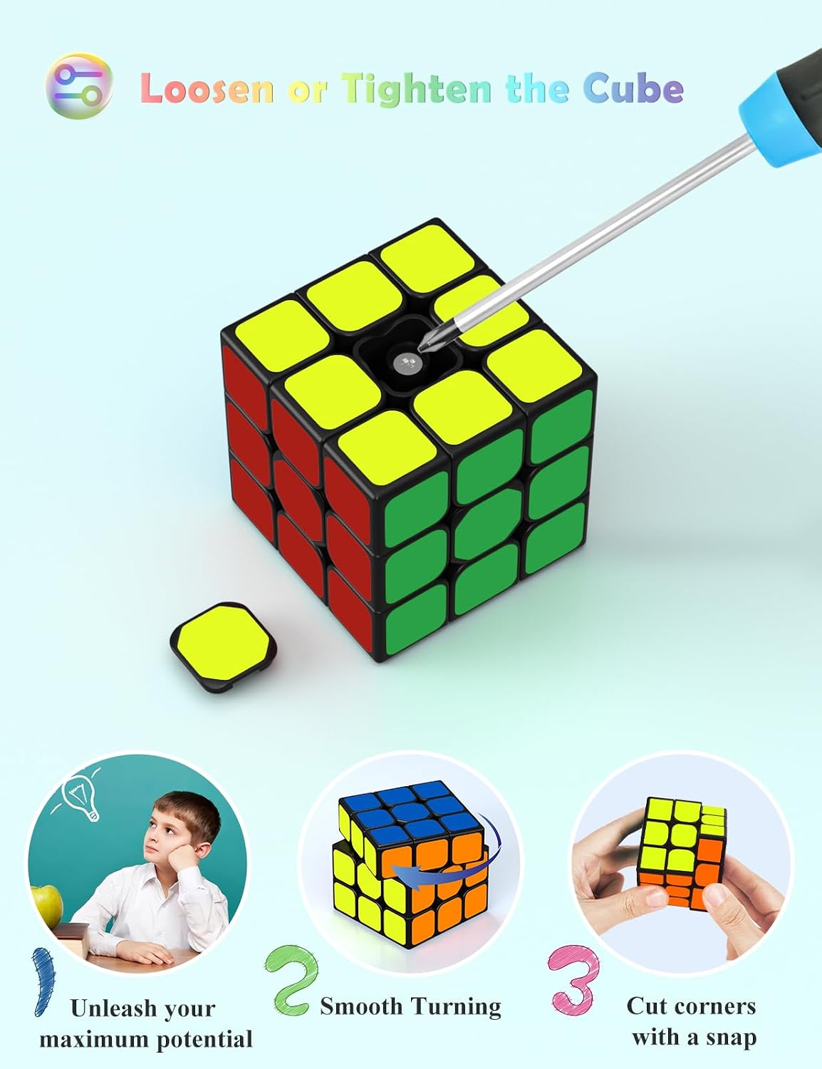 Detalle de ROXENDA Speed Cube Set (2x2 / 3x3) – Original Fast Cube with Instruction (Sticker)
