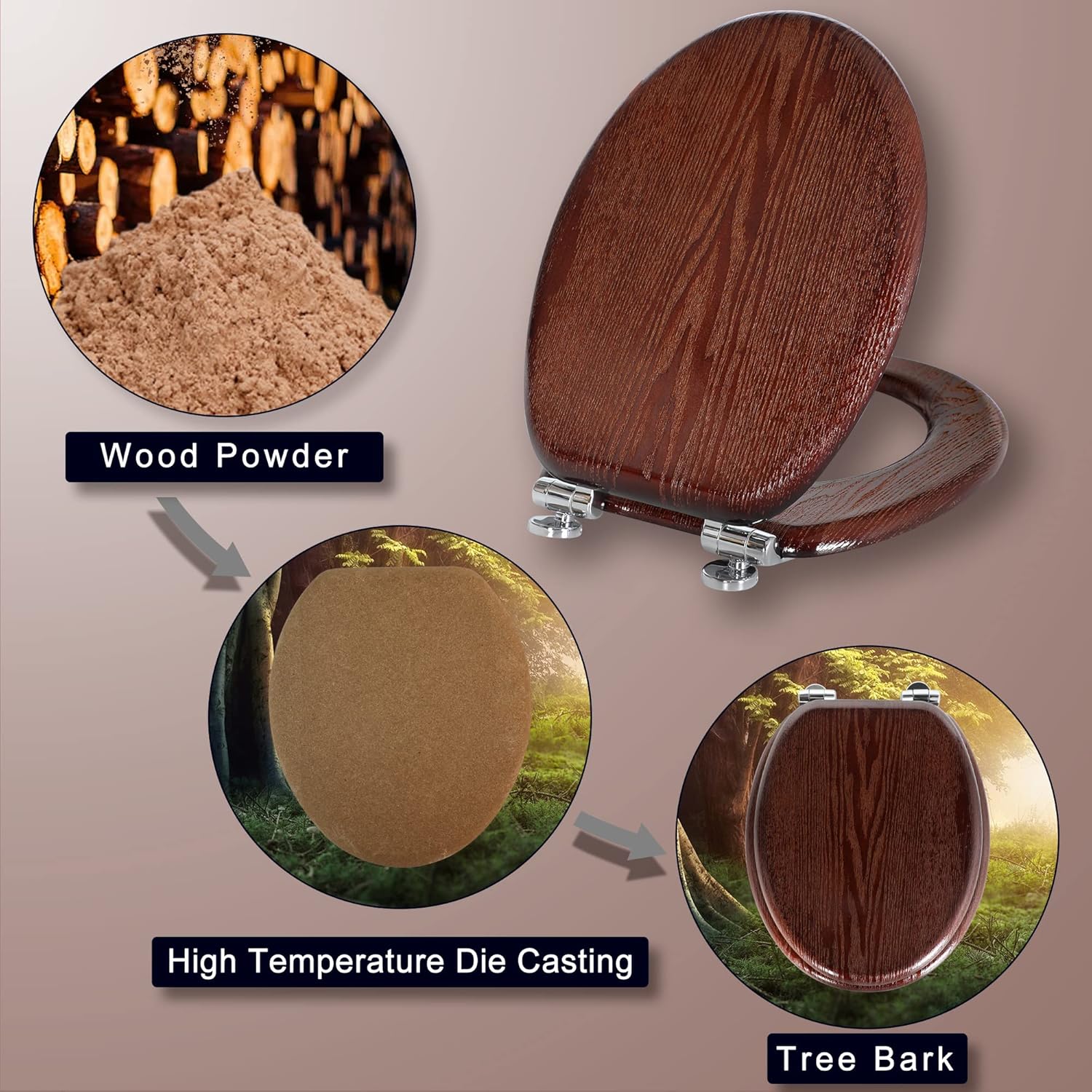 Thumbnail 4 de Angel Shield Natural Wooden Toilet Seat 45x37cm
