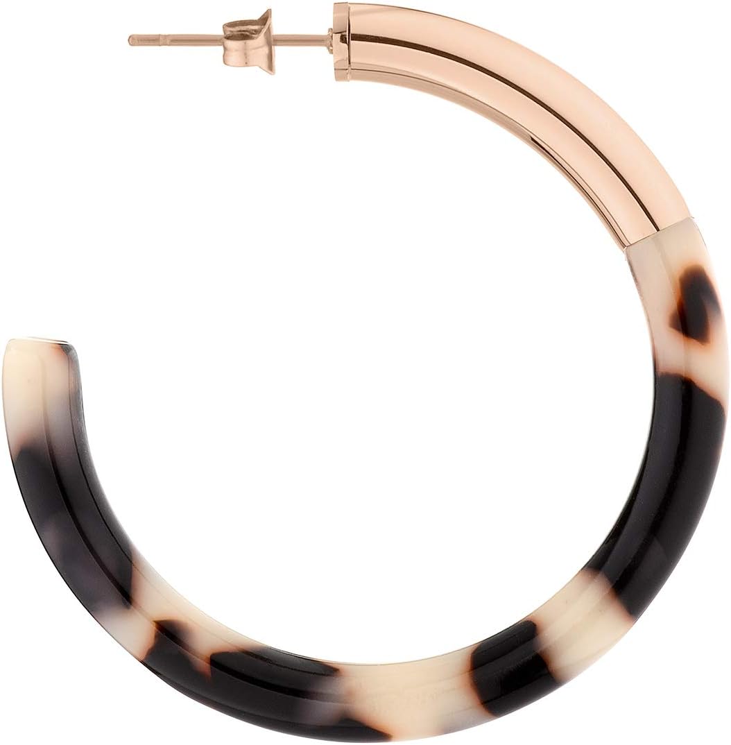 Detalle de LIEBESKIND BERLIN Damen Creolen Acetat – Roségoldfarbene Edelstahl-Ohrringe, 5 cm