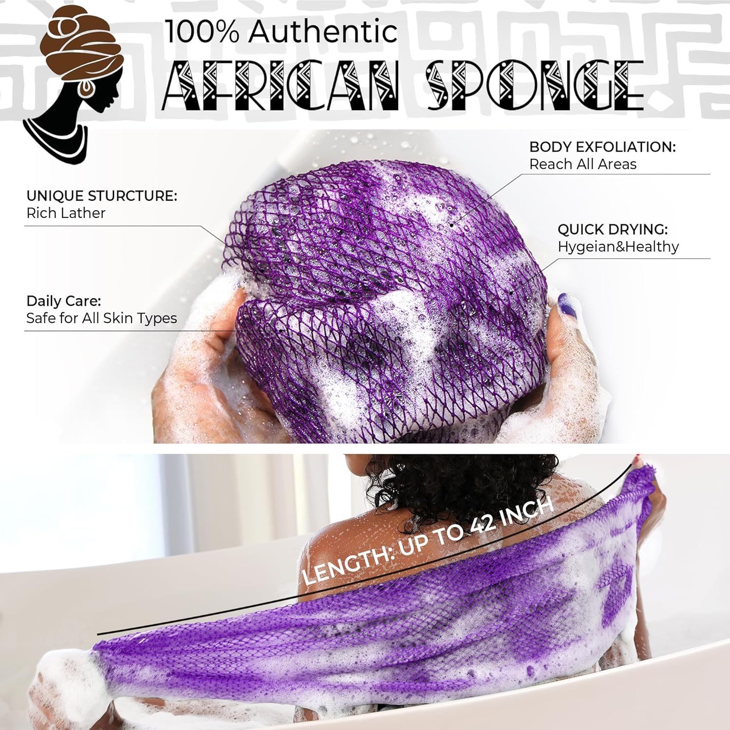 Detalle 2 de African Net Sponge Authentic 2-Pack exfoliating loofah