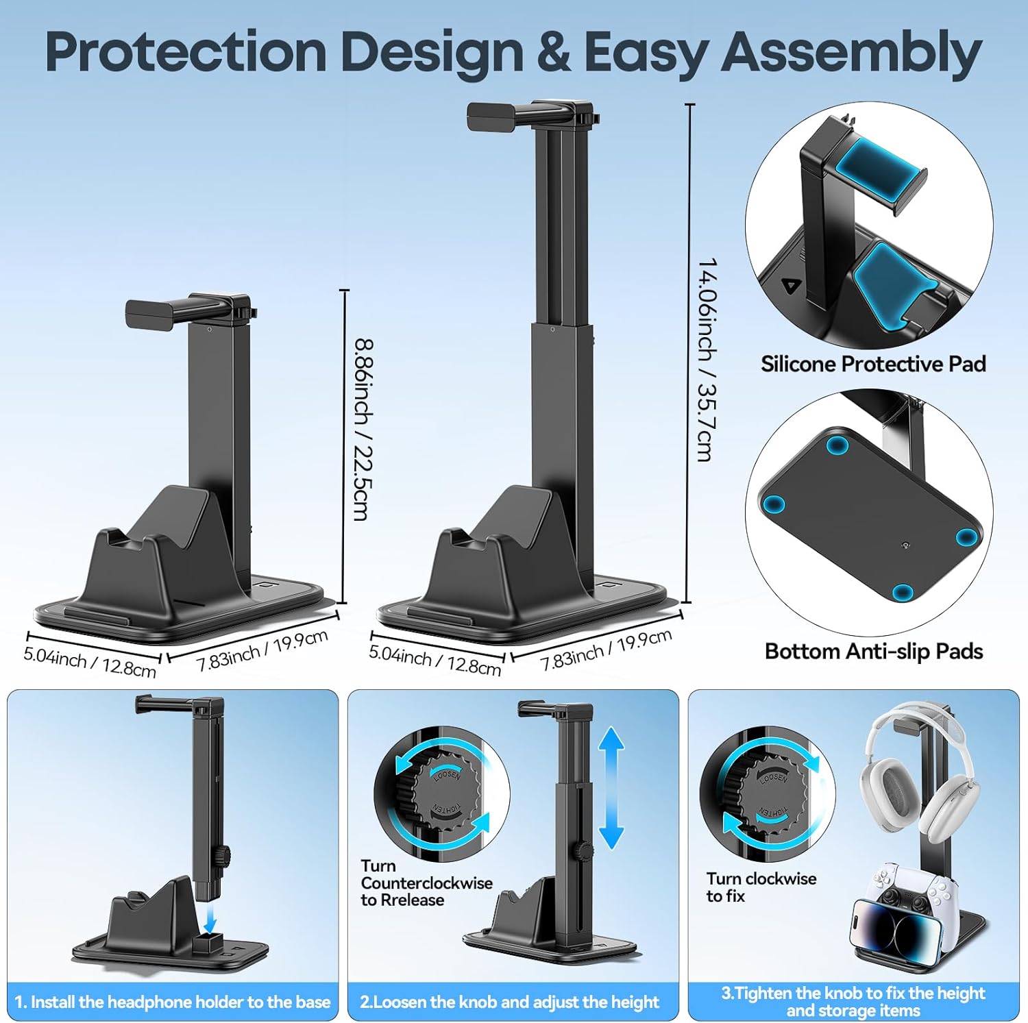 Thumbnail 4 de OIVO VGA DESIGN Gaming Controller Stand: 3-in-1 Desk Hub for Controllers, Headset and Phone