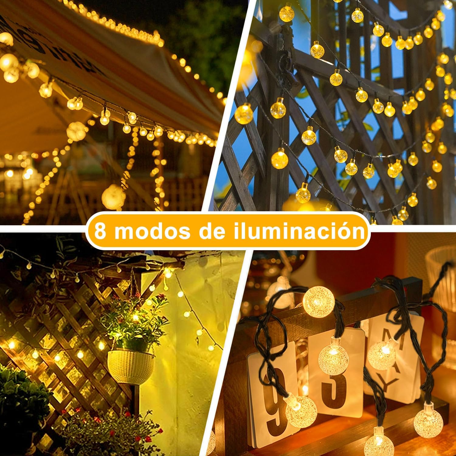 Thumbnail 3 de Guirnaldas luces exterior solar taiyongkang 30 LED 8 m con bolas de cristal y 8 modos (IP65, blanco cálido)