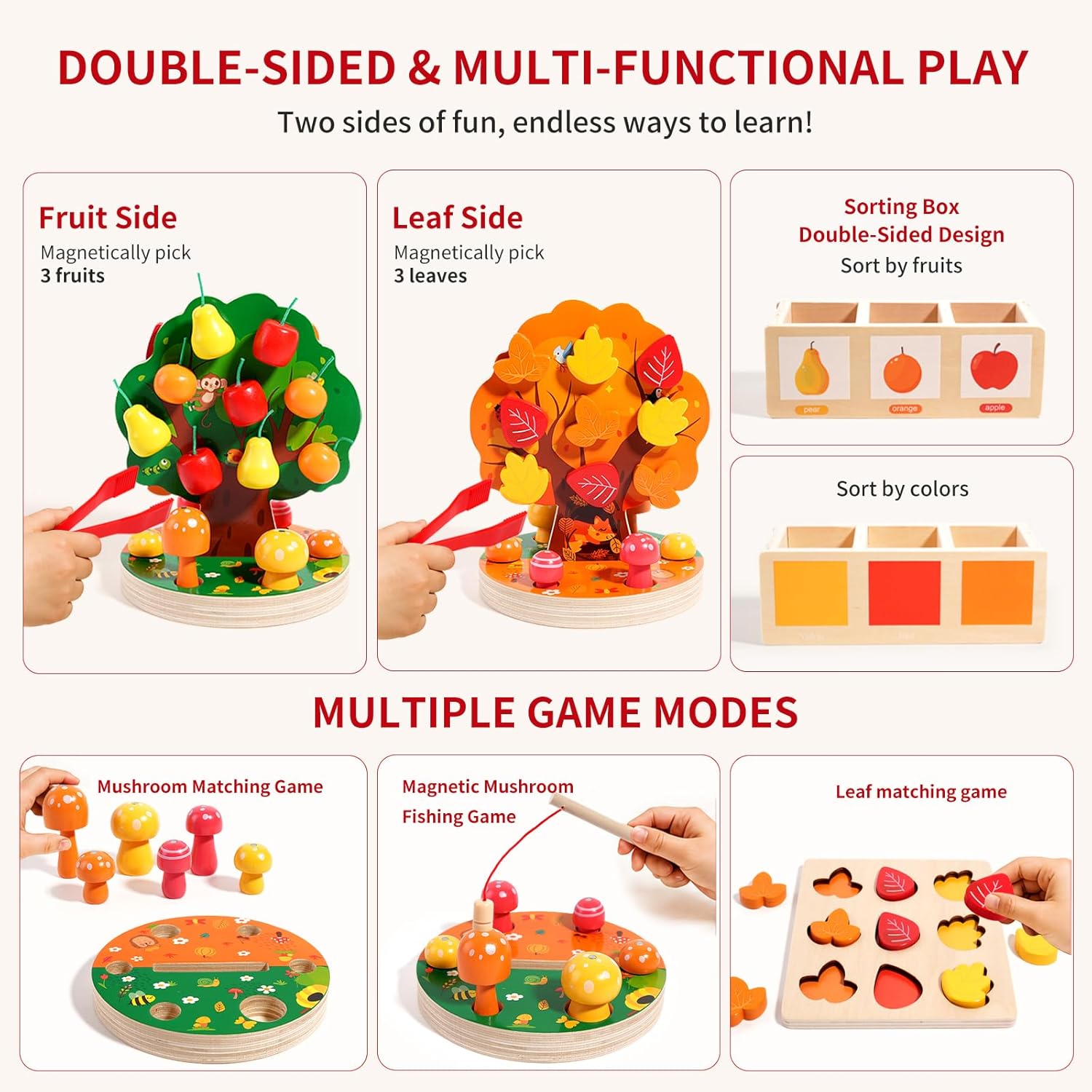 Detalle 2 de INIFEIDALA Montessori apple picking tree toy