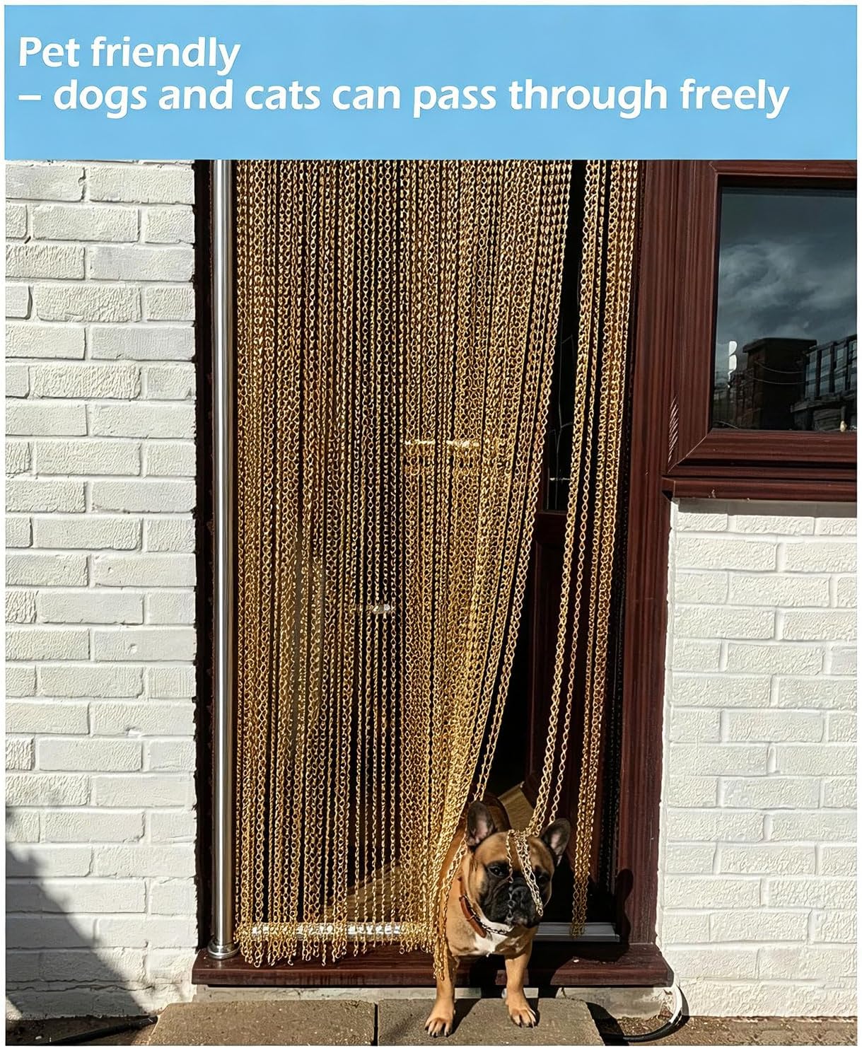 Detalle 2 de 90 x 200cm Aluminium Chain Curtain Roller Blind: Durable Insect Screen for Doors and Windows