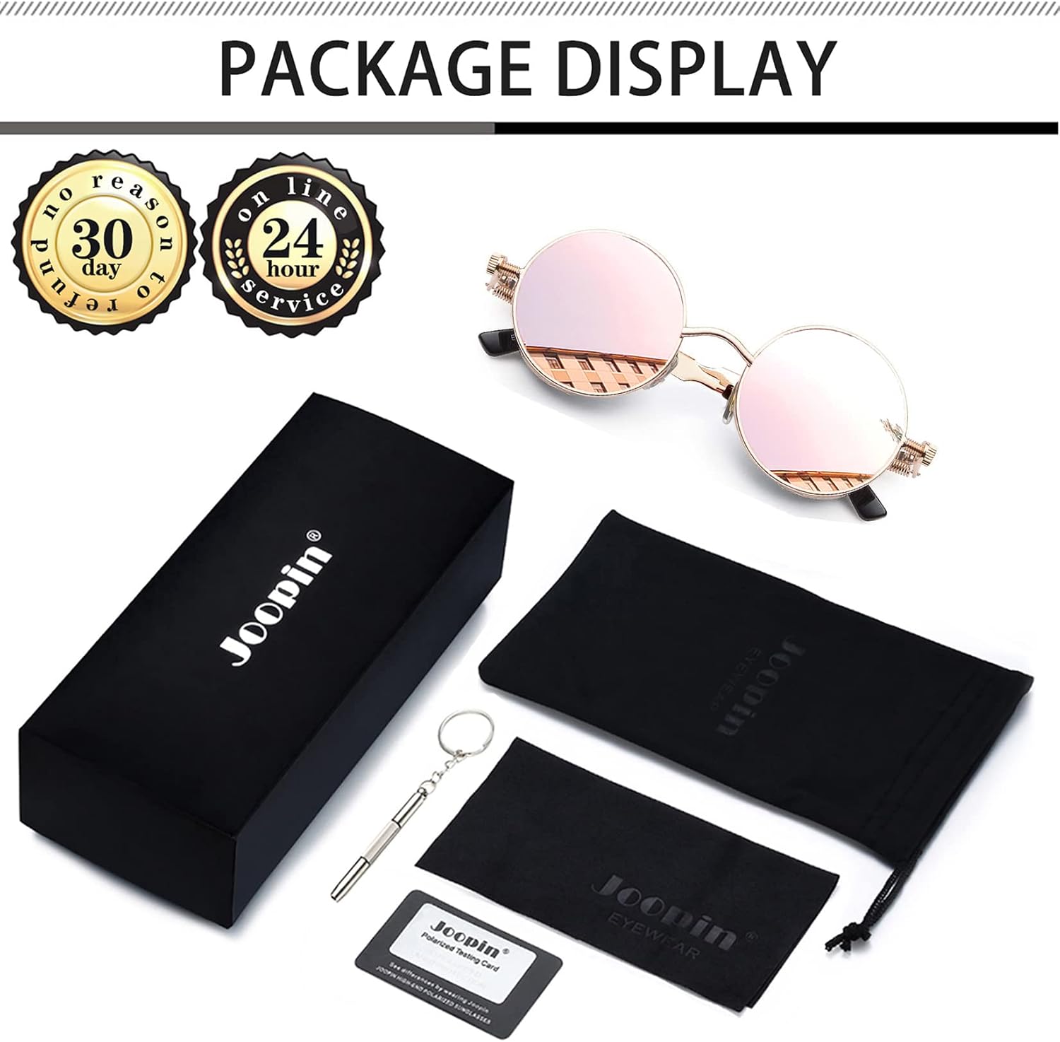 Thumbnail 5 de Joopin Steampunk Gafas de Sol Redondas Polarizadas