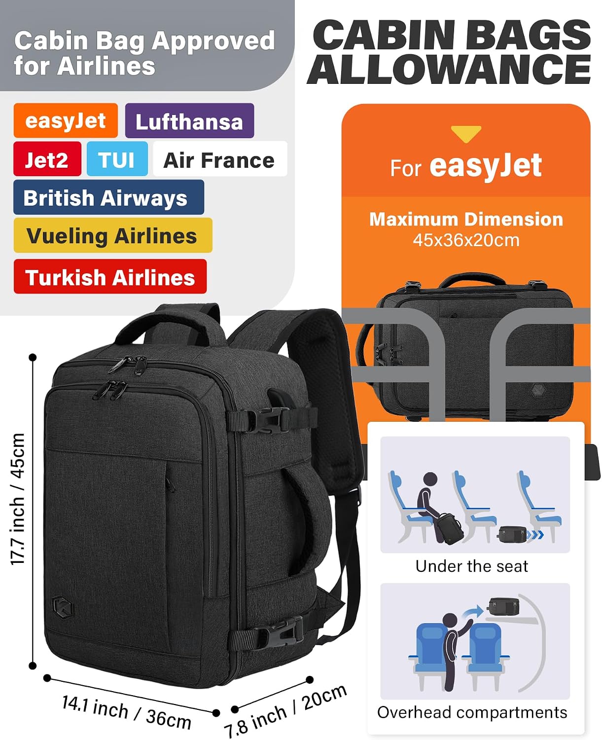 Detalle 1 de VANKEV Easyjet Cabin Bag 45x36x20