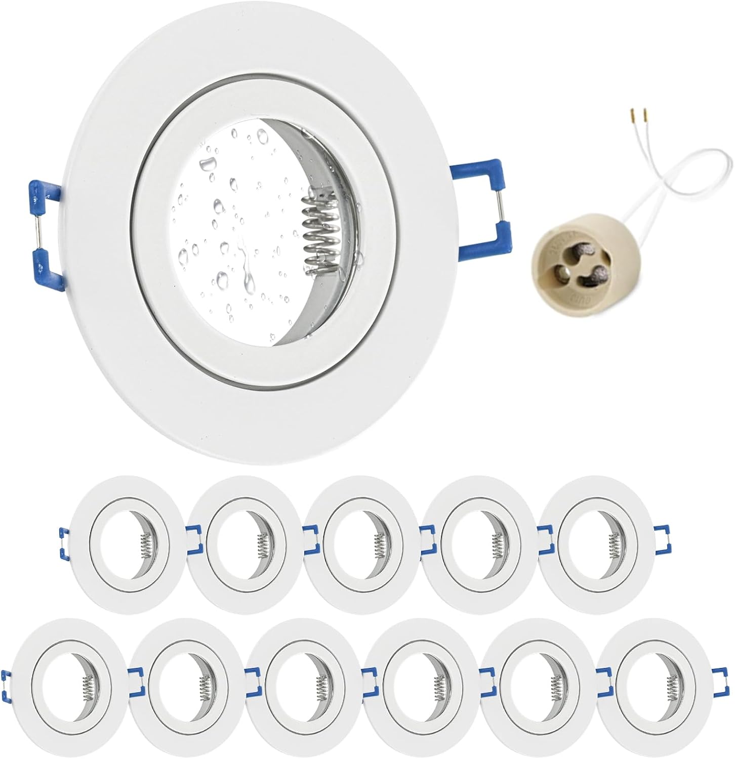 Detalle de GeyouLux 12x LED Einbaustrahler GU10 230V IP44 – Aluminium Rahmen, Weiß, 12 Stück